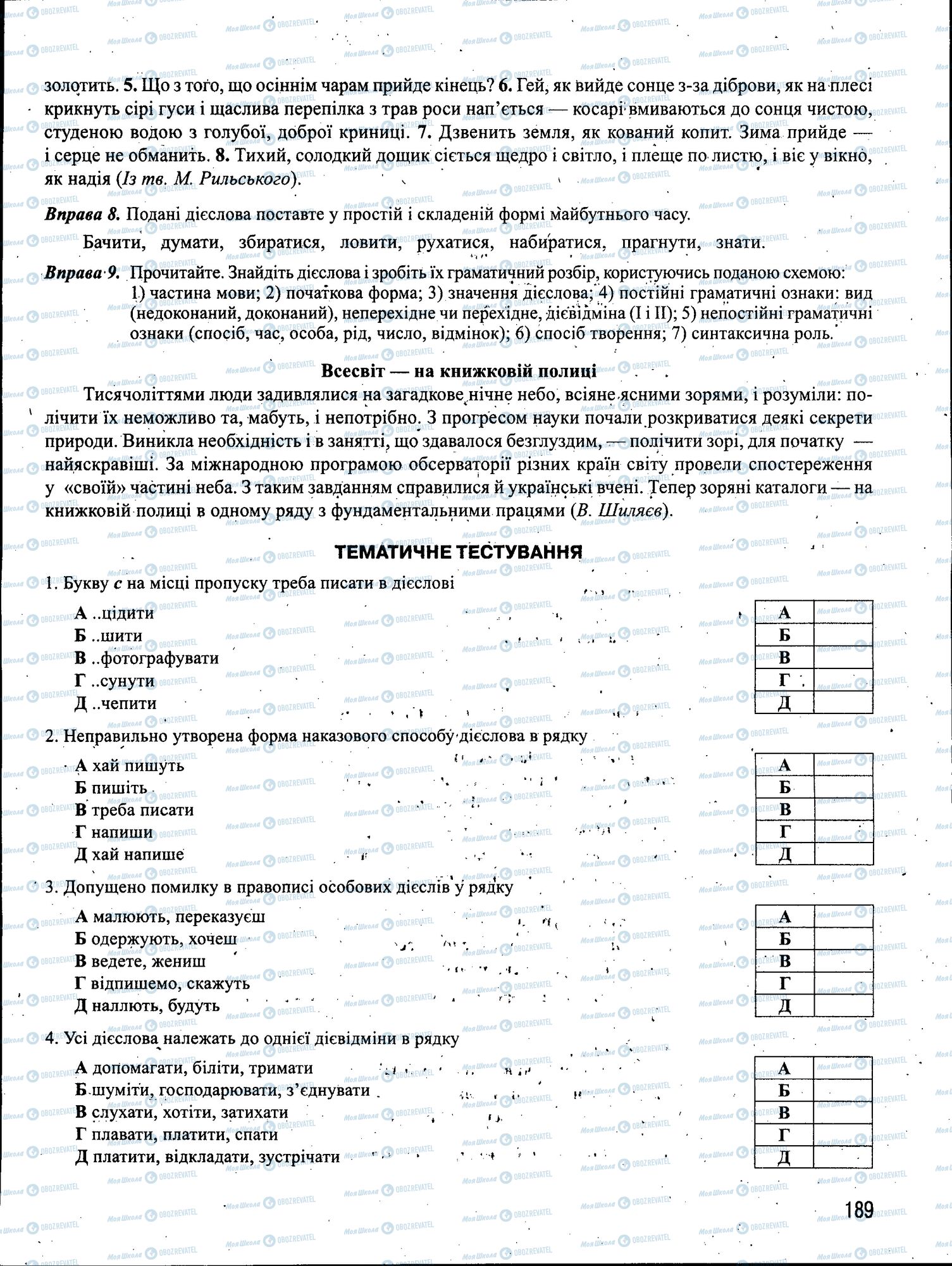 ЗНО Укр мова 11 класс страница 189