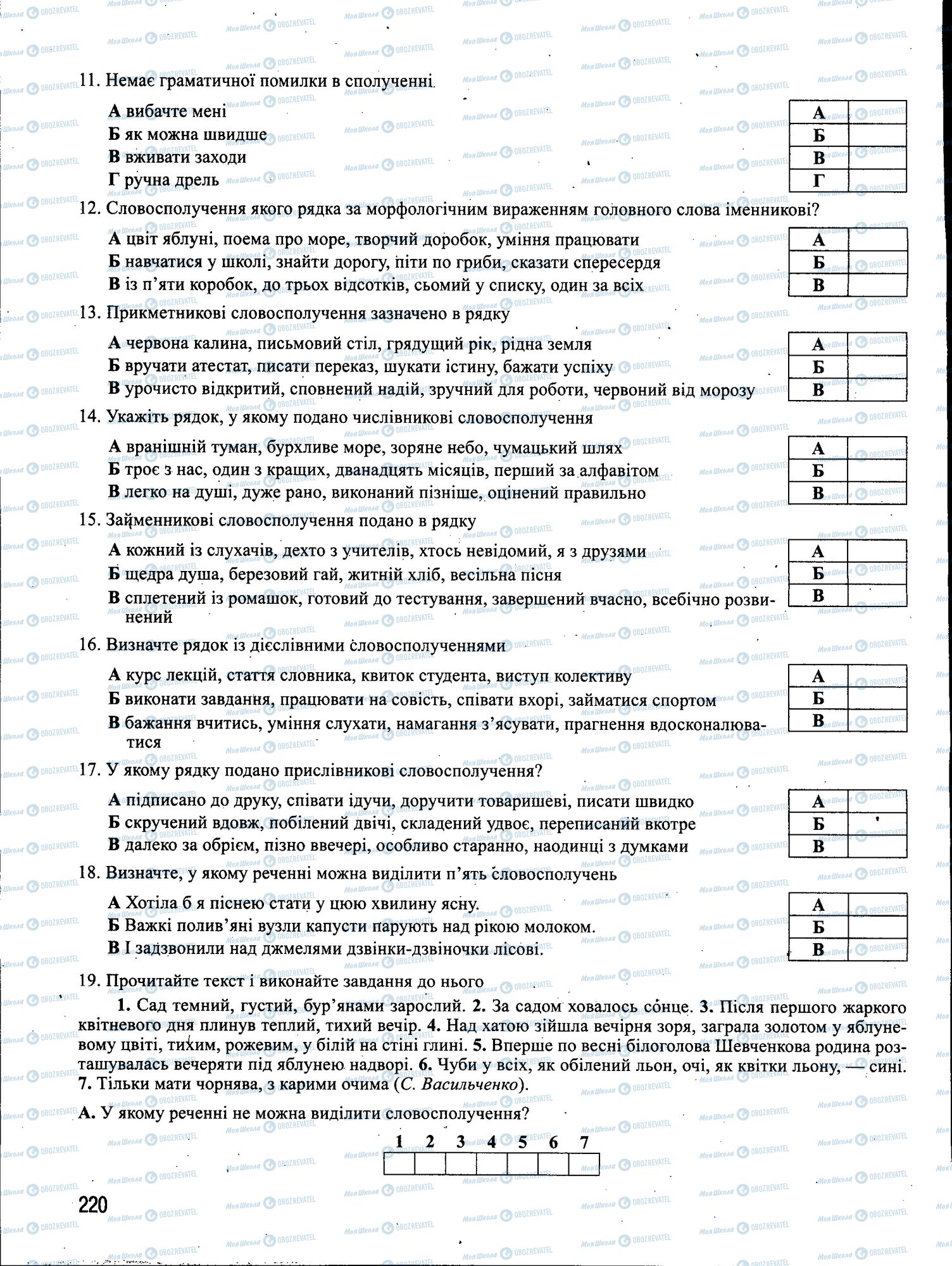 ЗНО Українська мова 11 клас сторінка 220