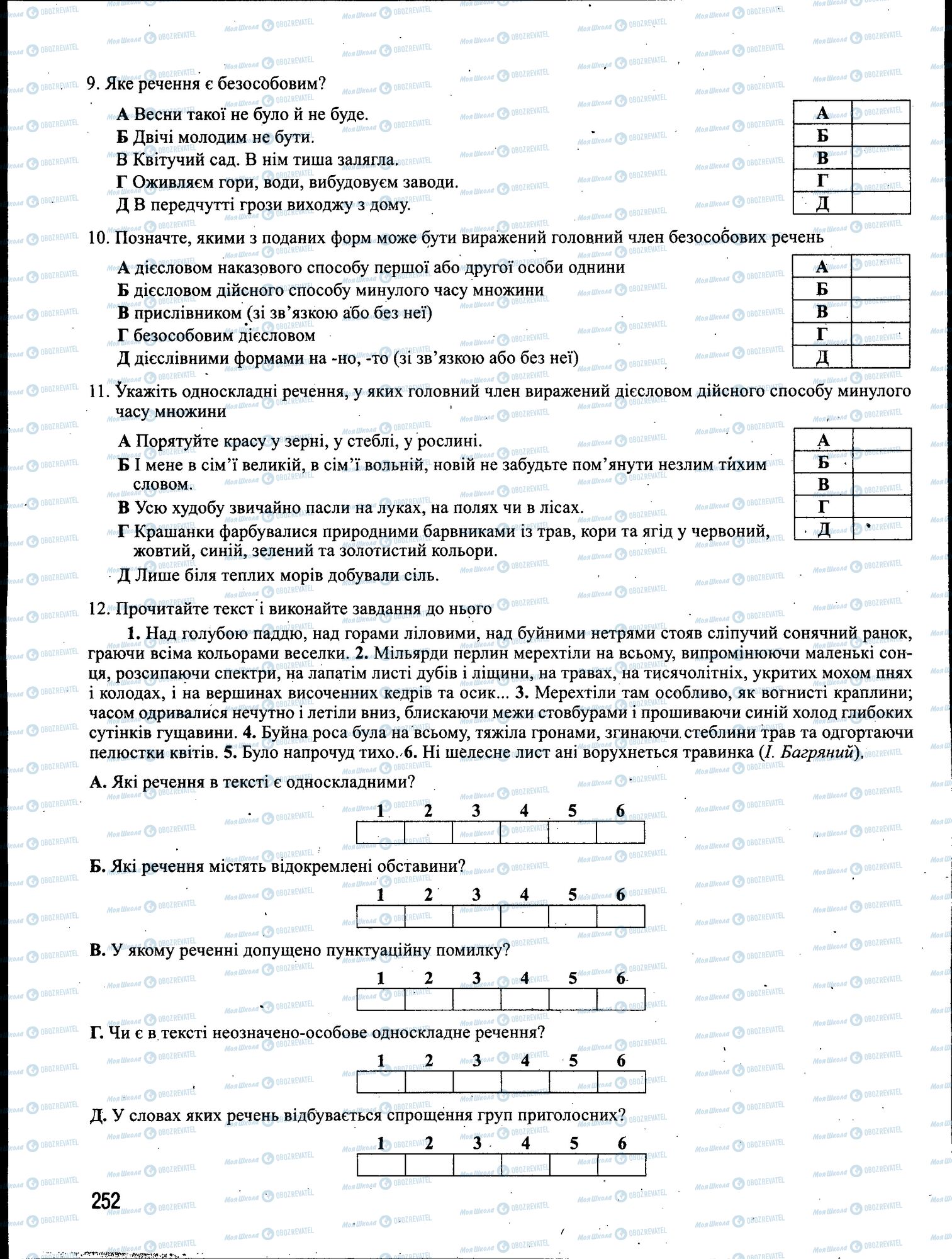 ЗНО Українська мова 11 клас сторінка 252