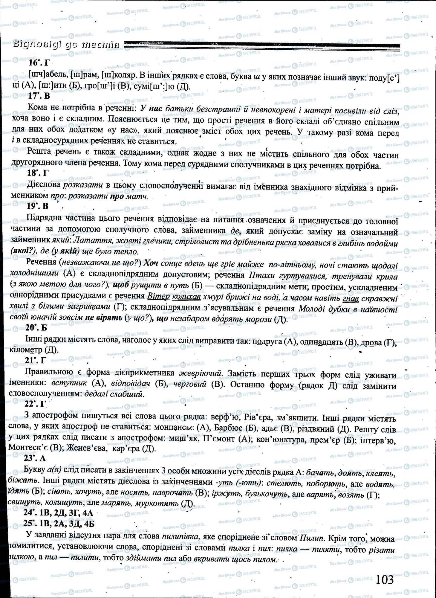 ЗНО Українська мова 11 клас сторінка 103