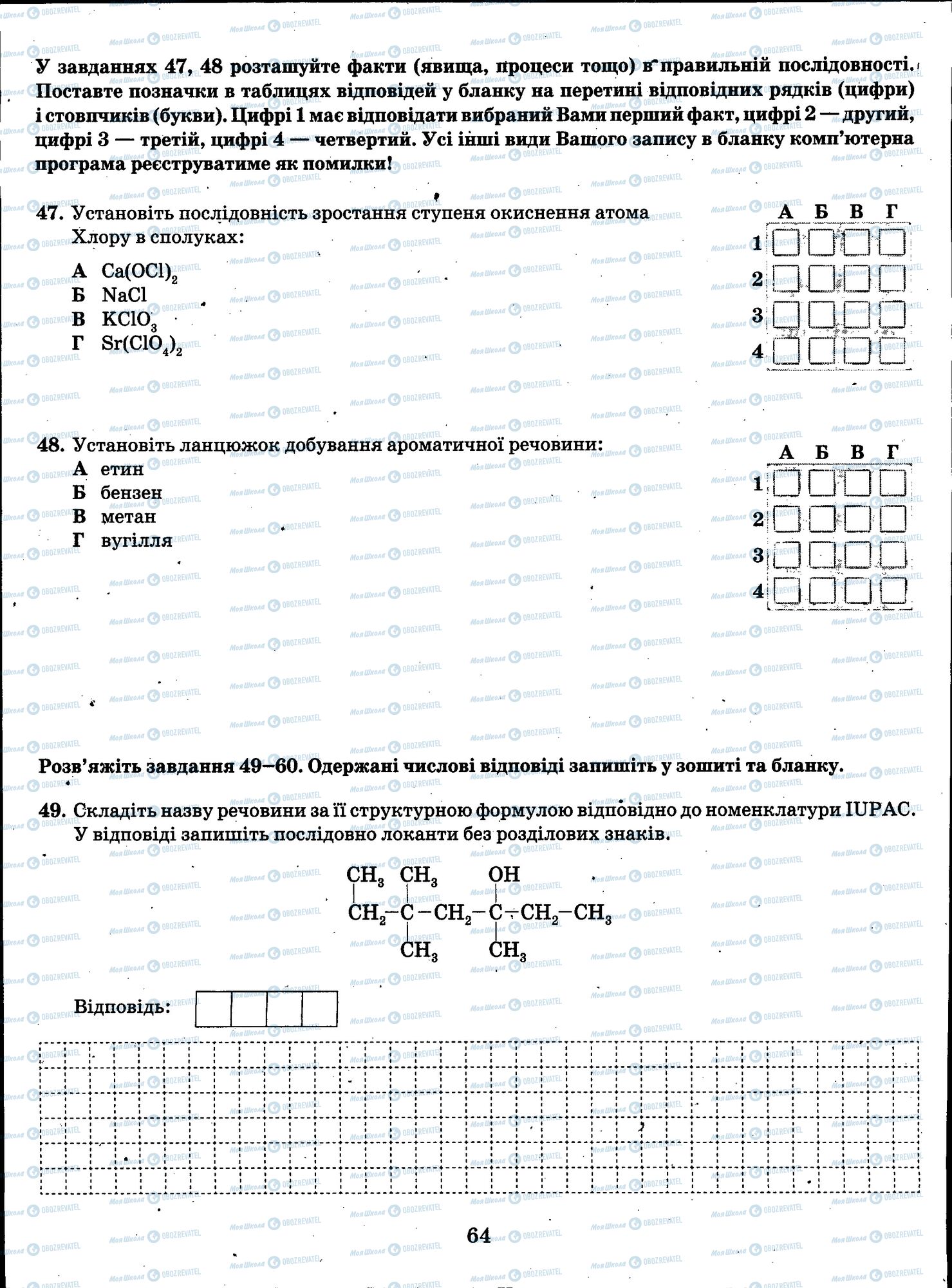 ЗНО Хімія 11 клас сторінка 064