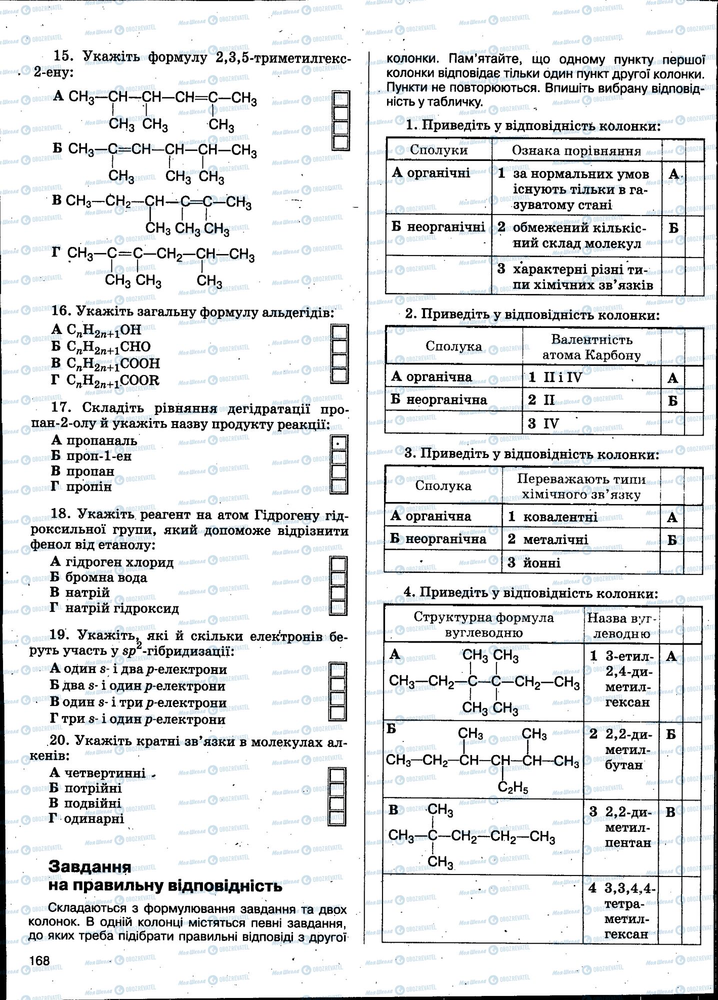 ЗНО Хімія 11 клас сторінка 168