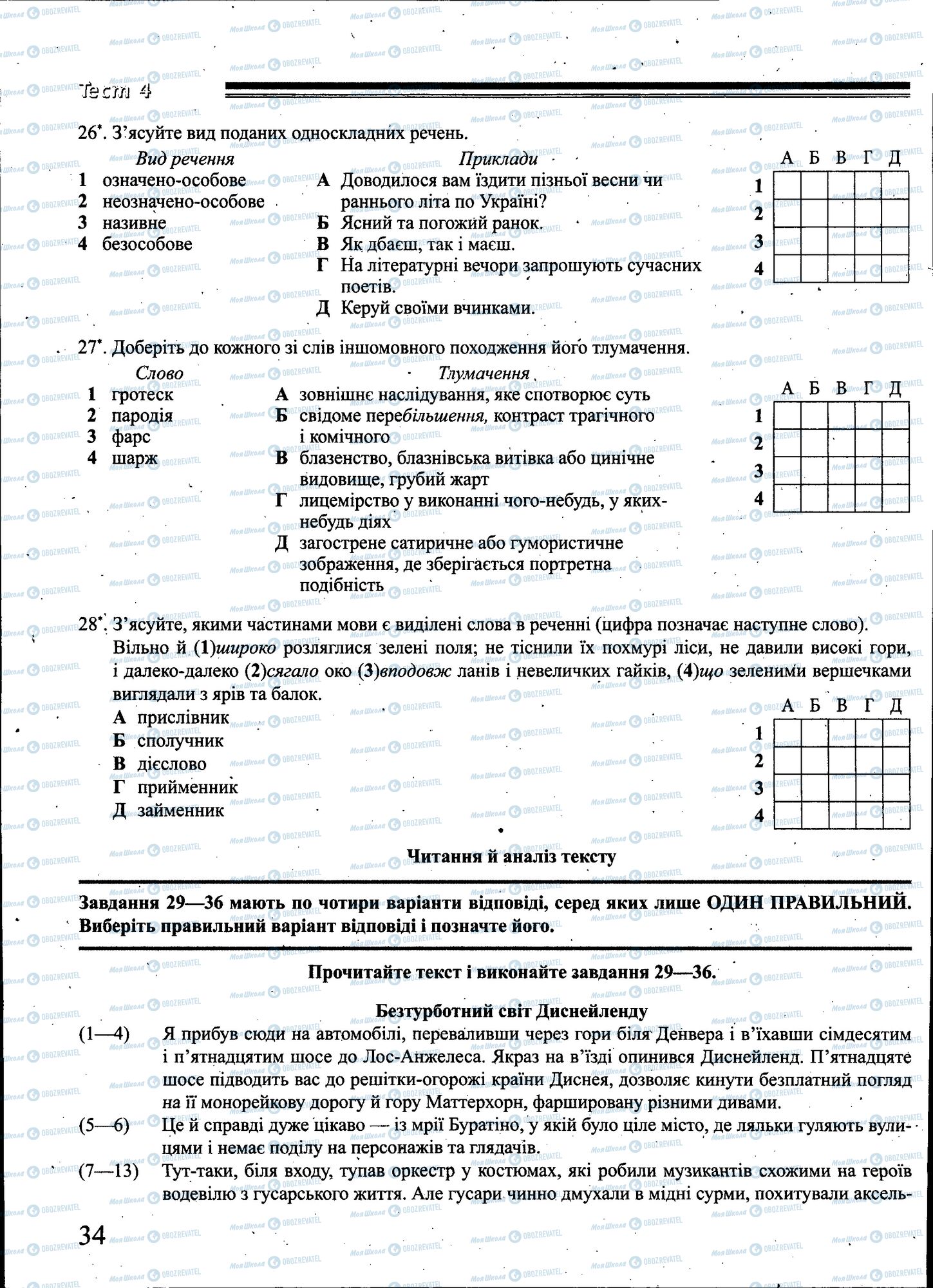 ЗНО Українська мова 11 клас сторінка 034