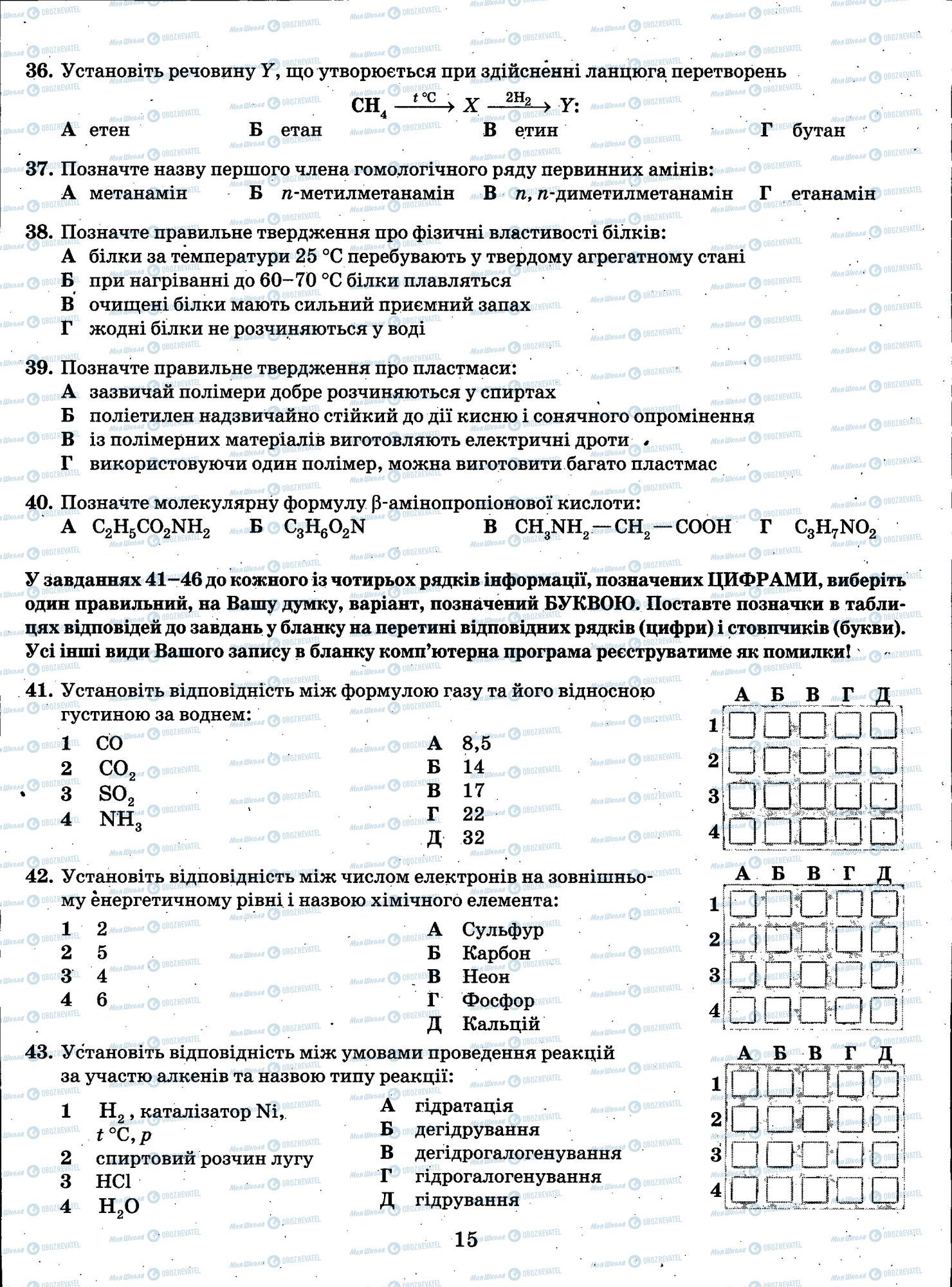 ЗНО Хімія 11 клас сторінка 015