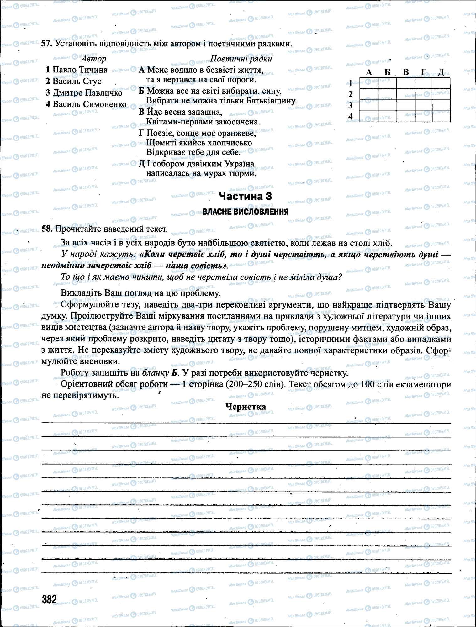 ЗНО Українська мова 11 клас сторінка 382