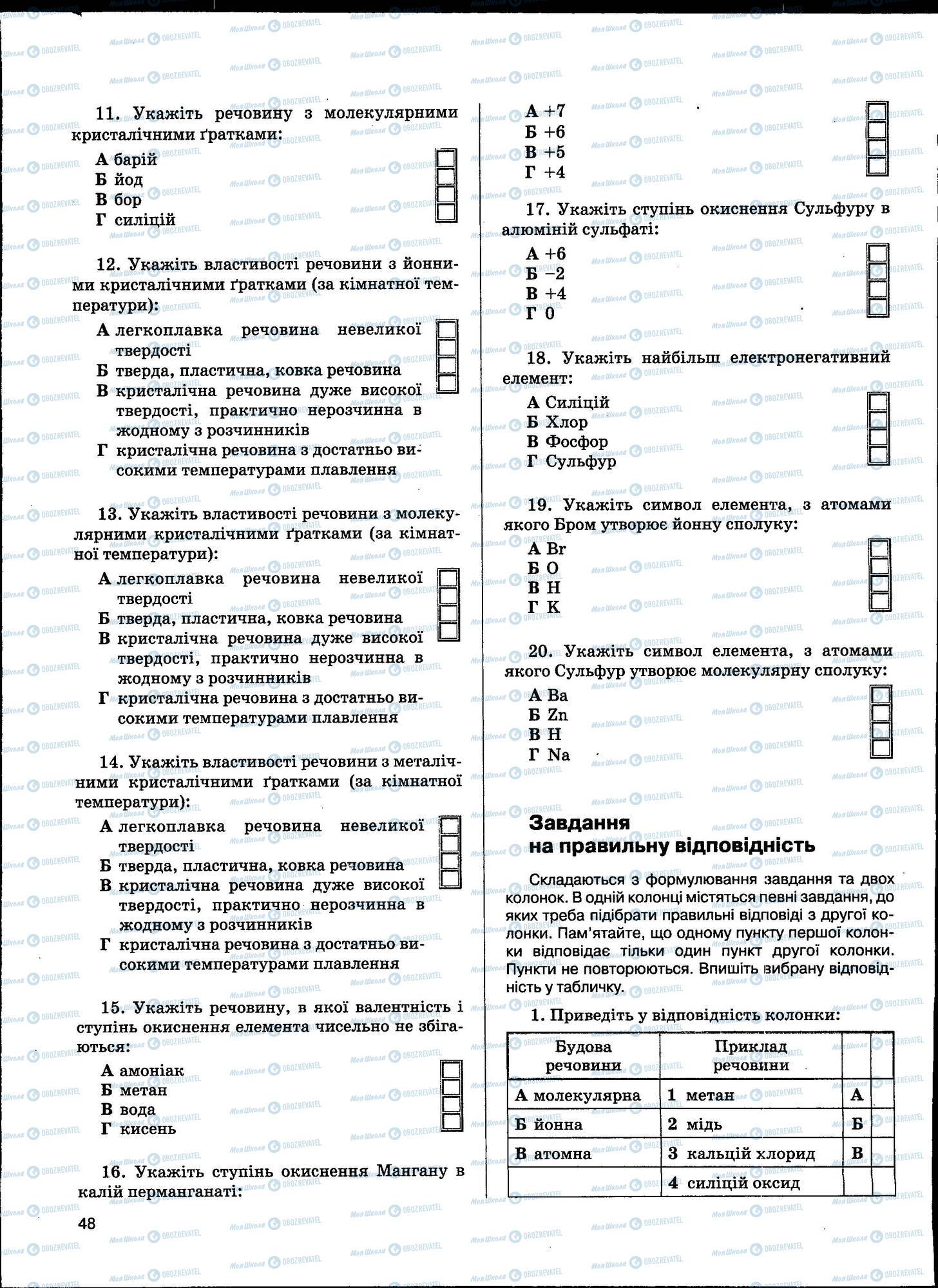 ЗНО Хімія 11 клас сторінка 048