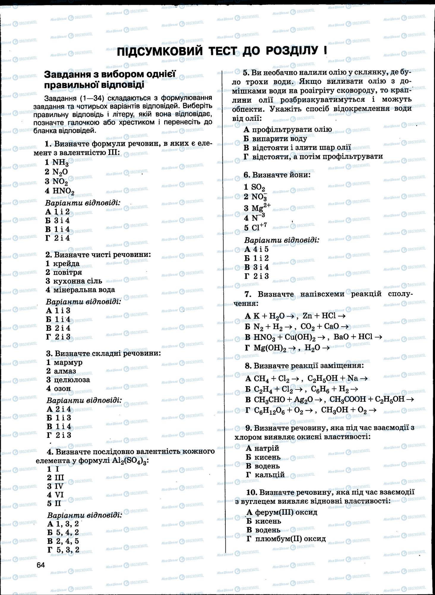 ЗНО Хімія 11 клас сторінка 064