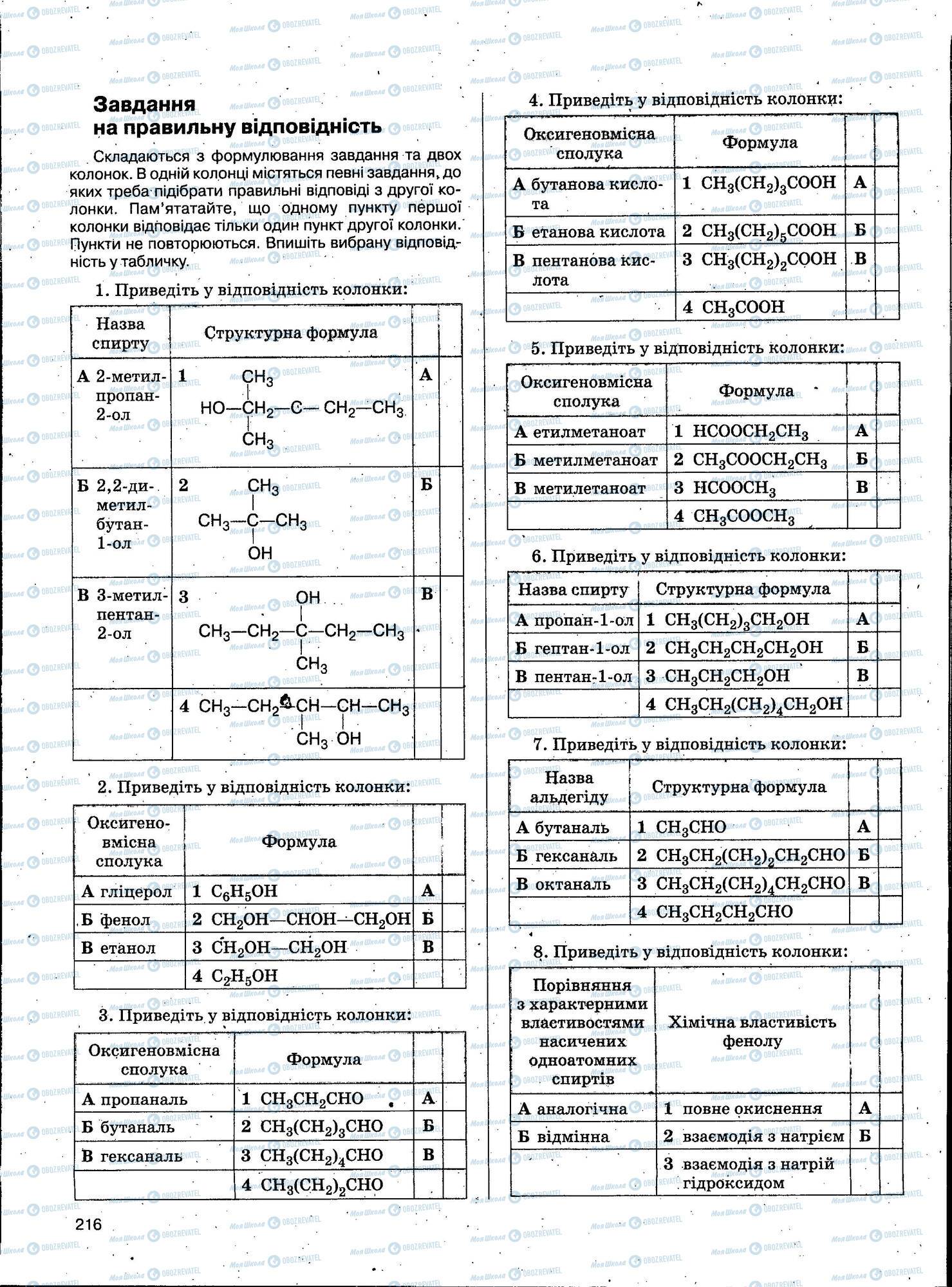 ЗНО Хімія 11 клас сторінка 216