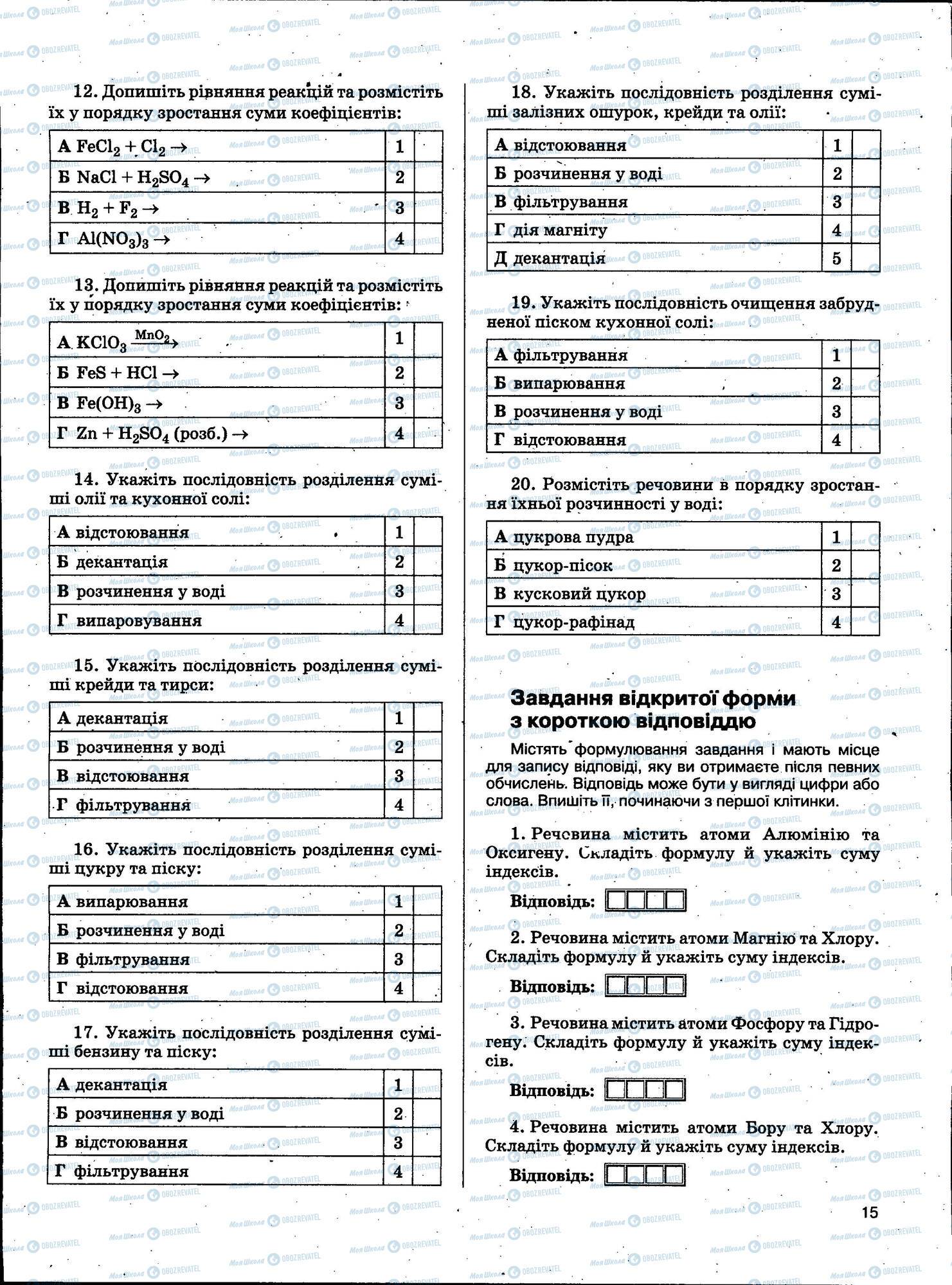 ЗНО Хімія 11 клас сторінка 015