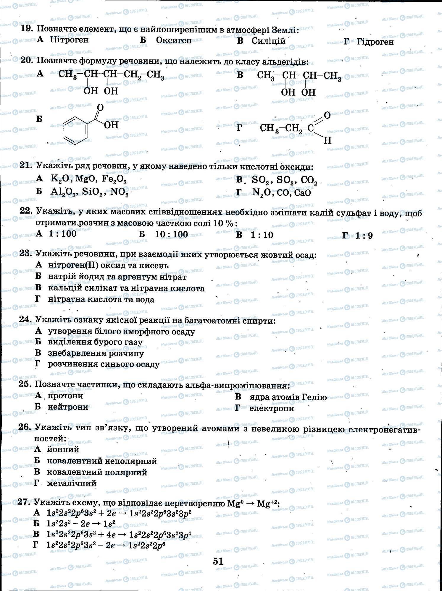 ЗНО Хімія 11 клас сторінка 051