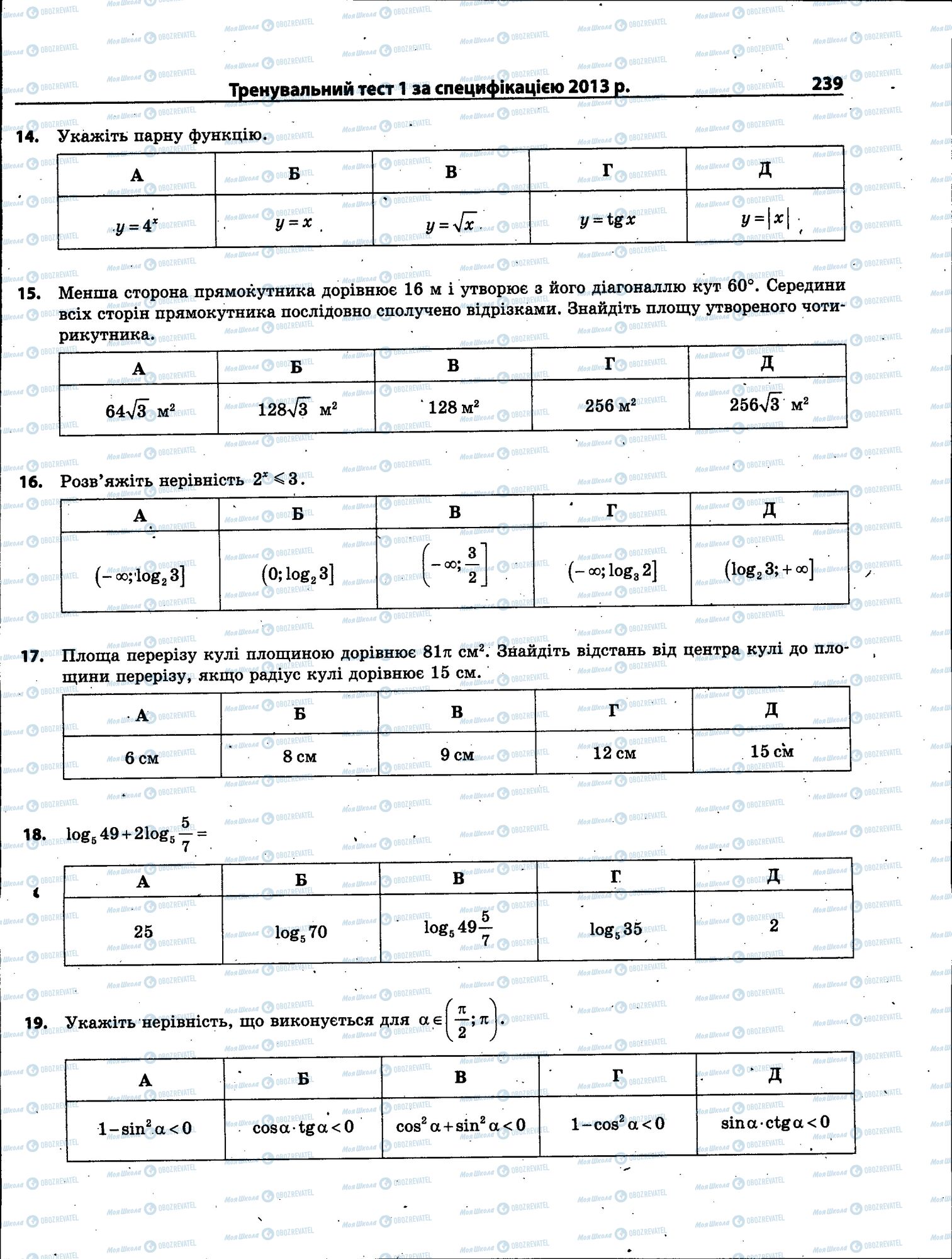 ЗНО Математика 11 класс страница 239