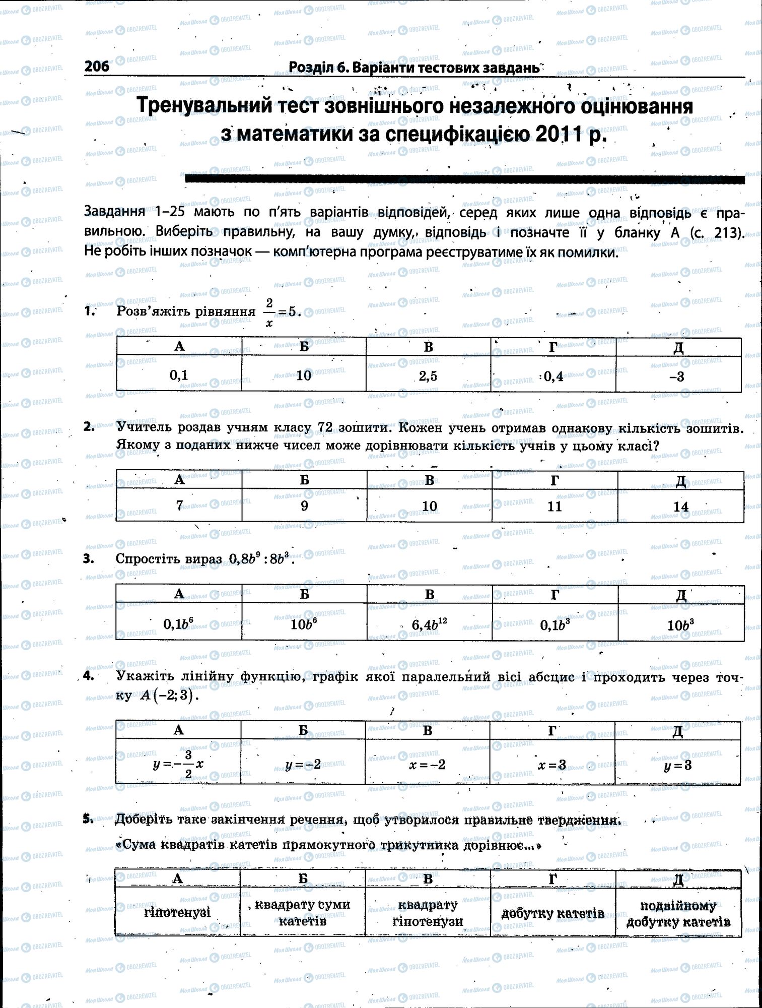 ЗНО Математика 11 класс страница 206