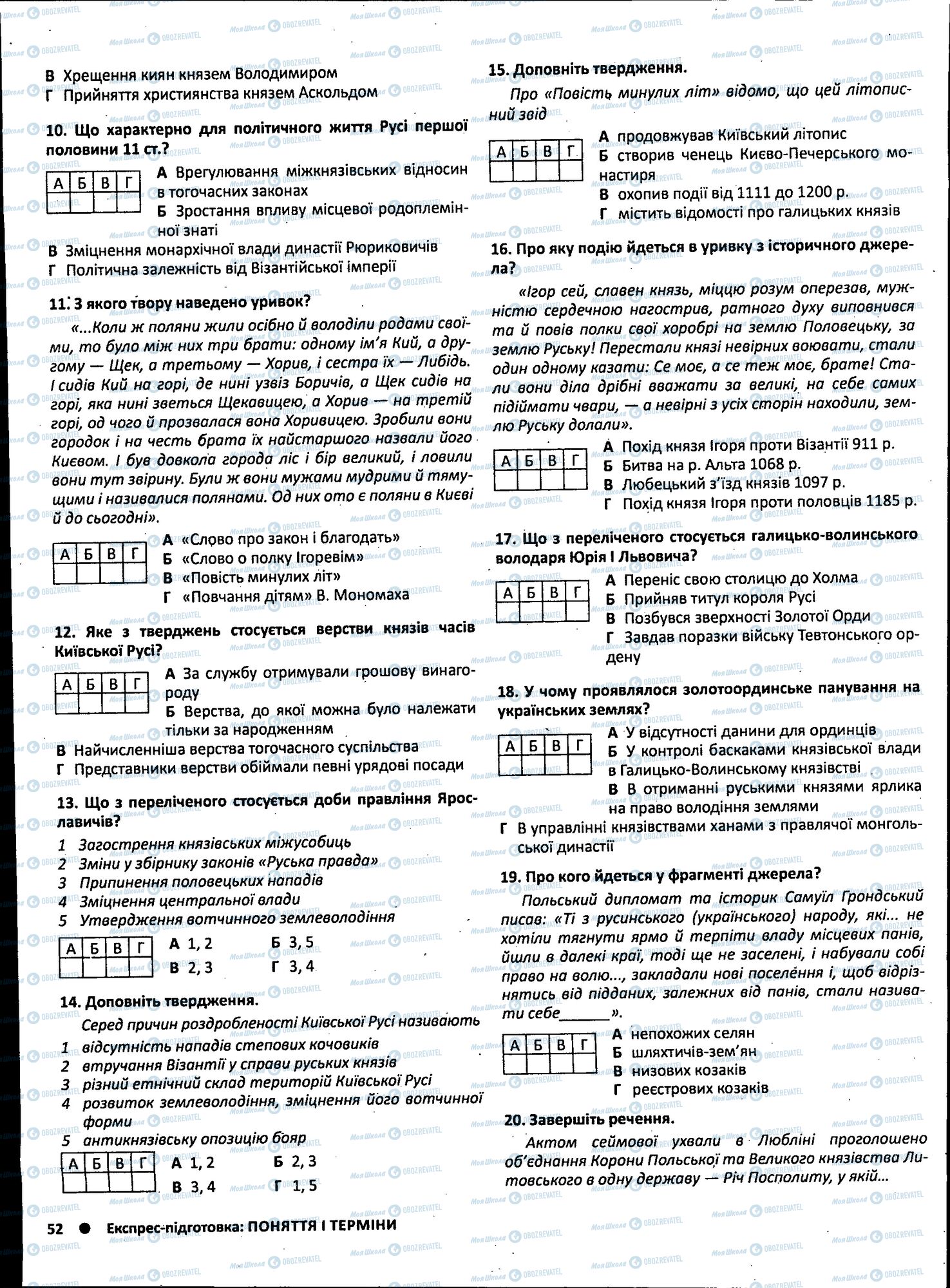 ЗНО Історія України 11 клас сторінка 052