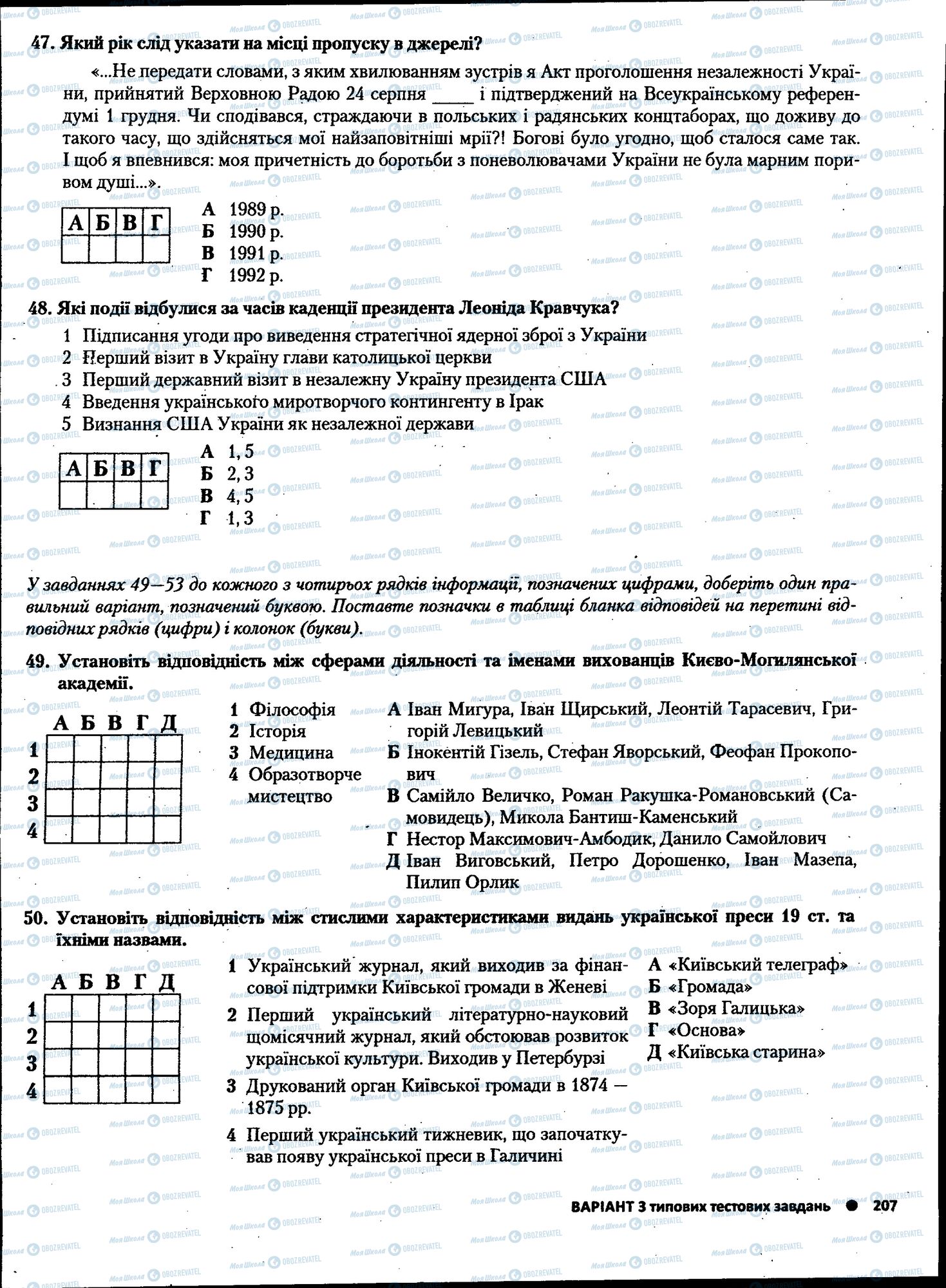 ЗНО Історія України 11 клас сторінка 207