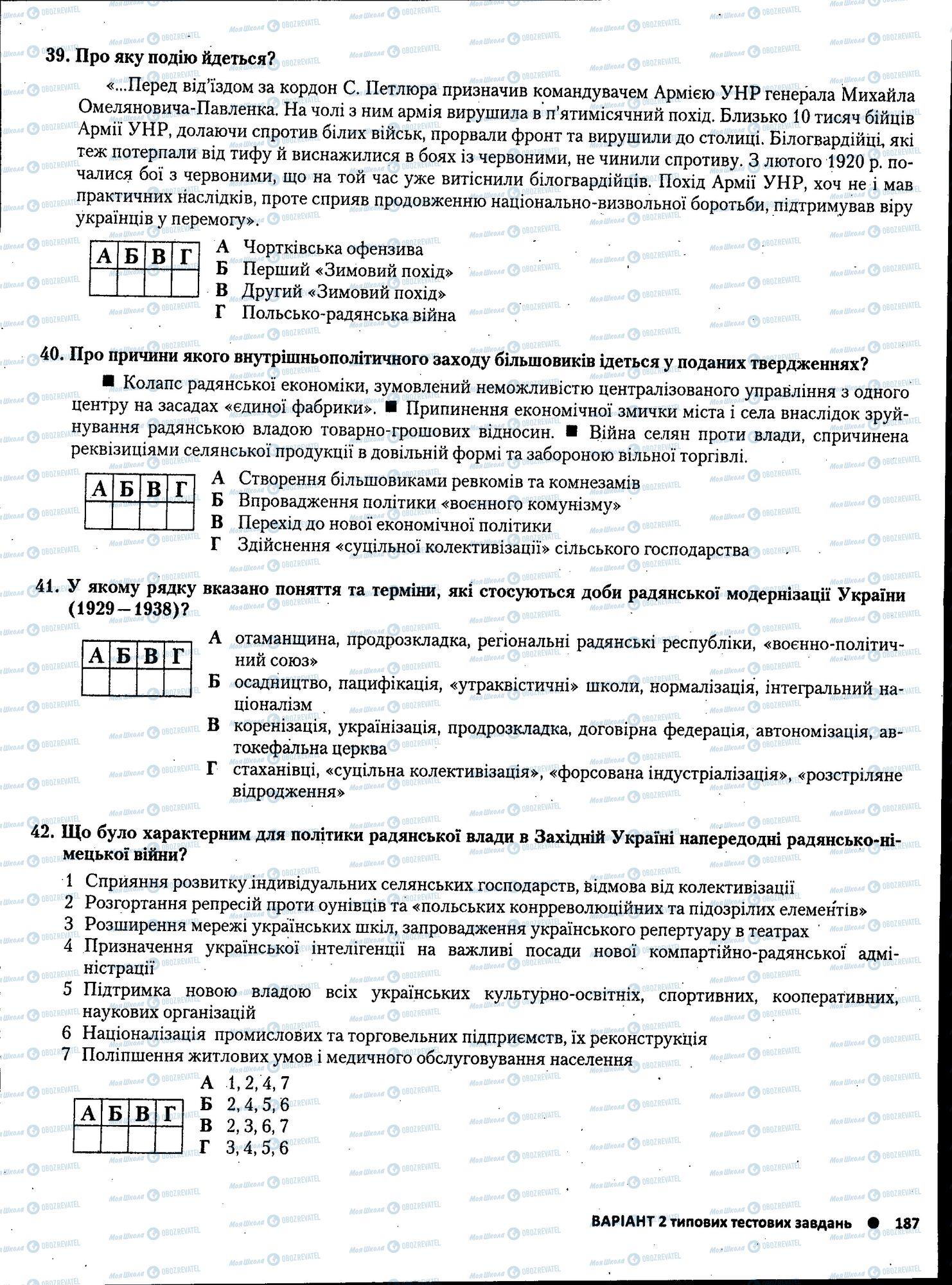 ЗНО Історія України 11 клас сторінка 187