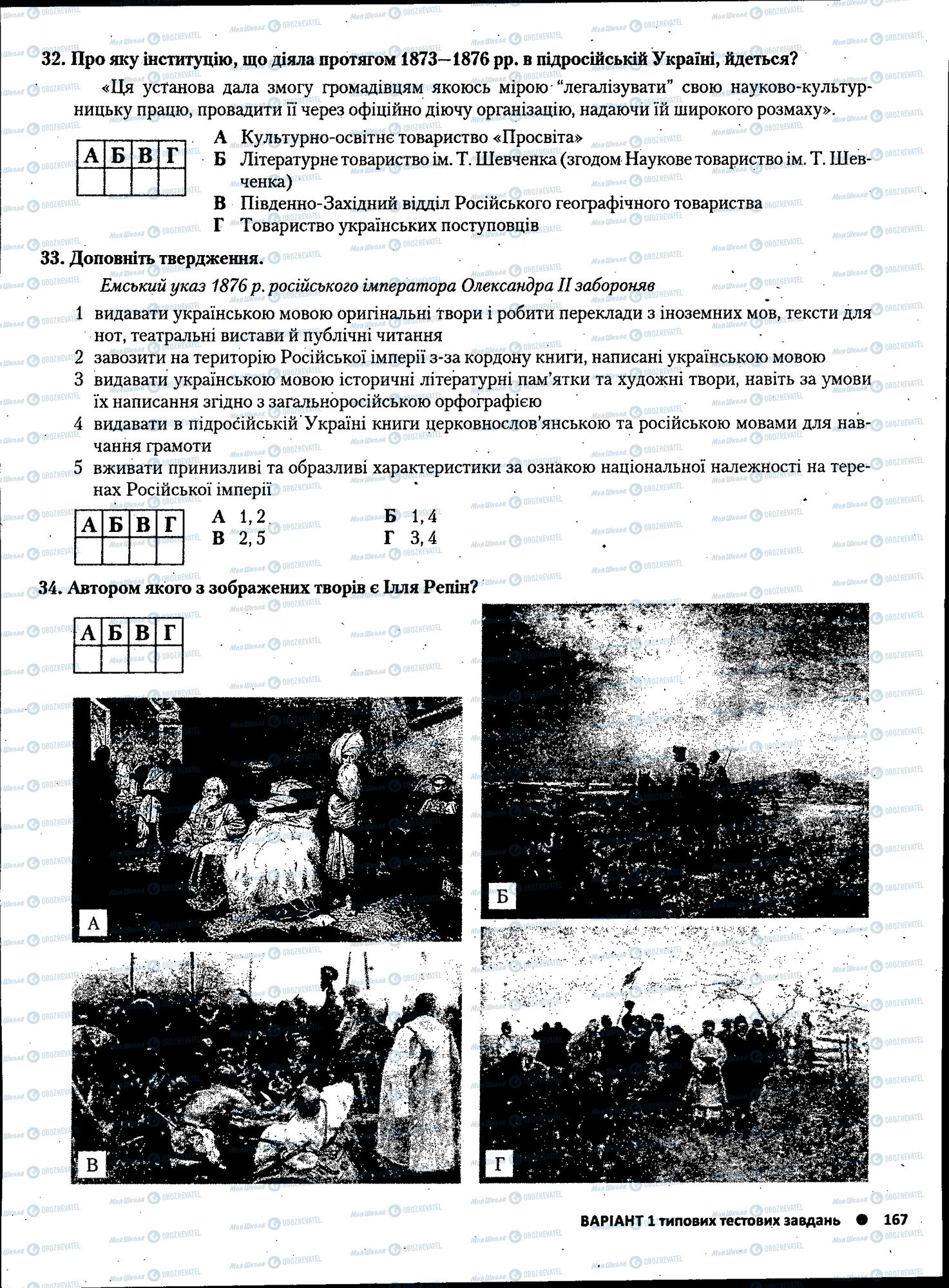 ЗНО Історія України 11 клас сторінка 167