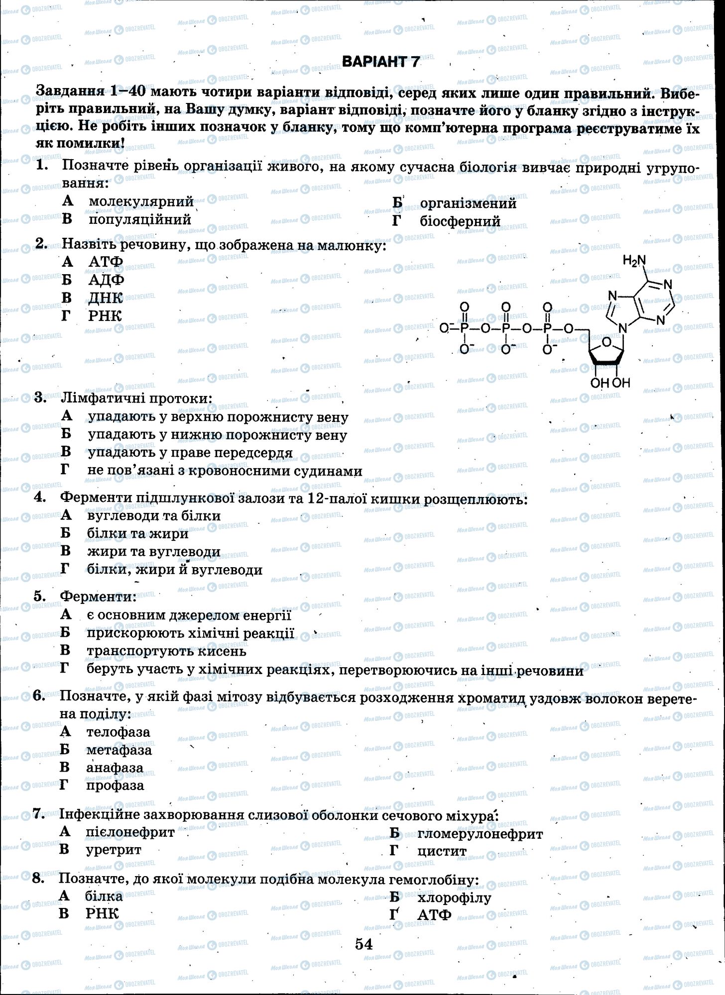 ЗНО Біологія 11 клас сторінка 054
