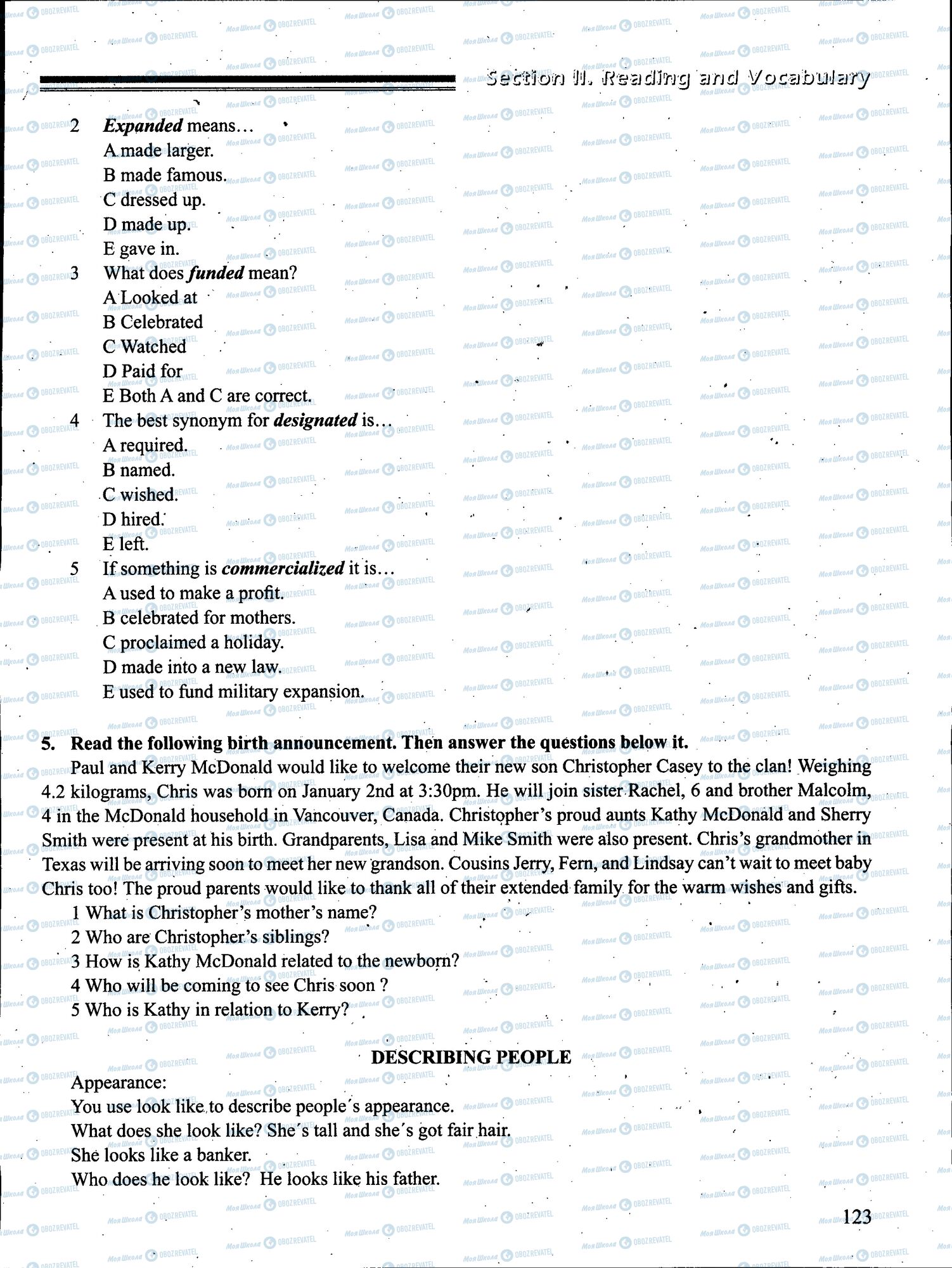 ЗНО Англійська мова 11 клас сторінка 123