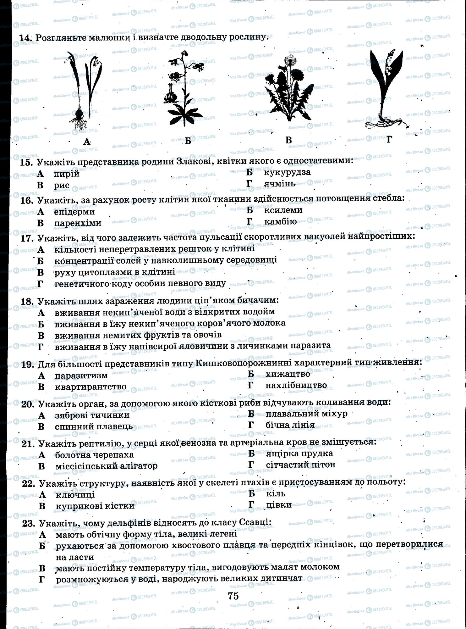 ЗНО Біологія 11 клас сторінка 075