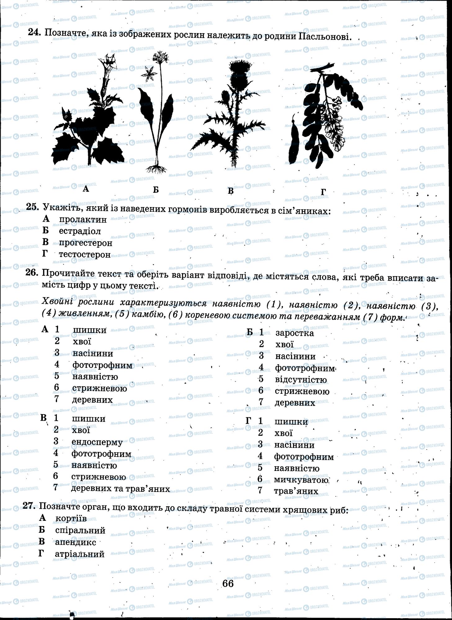 ЗНО Биология 11 класс страница 066