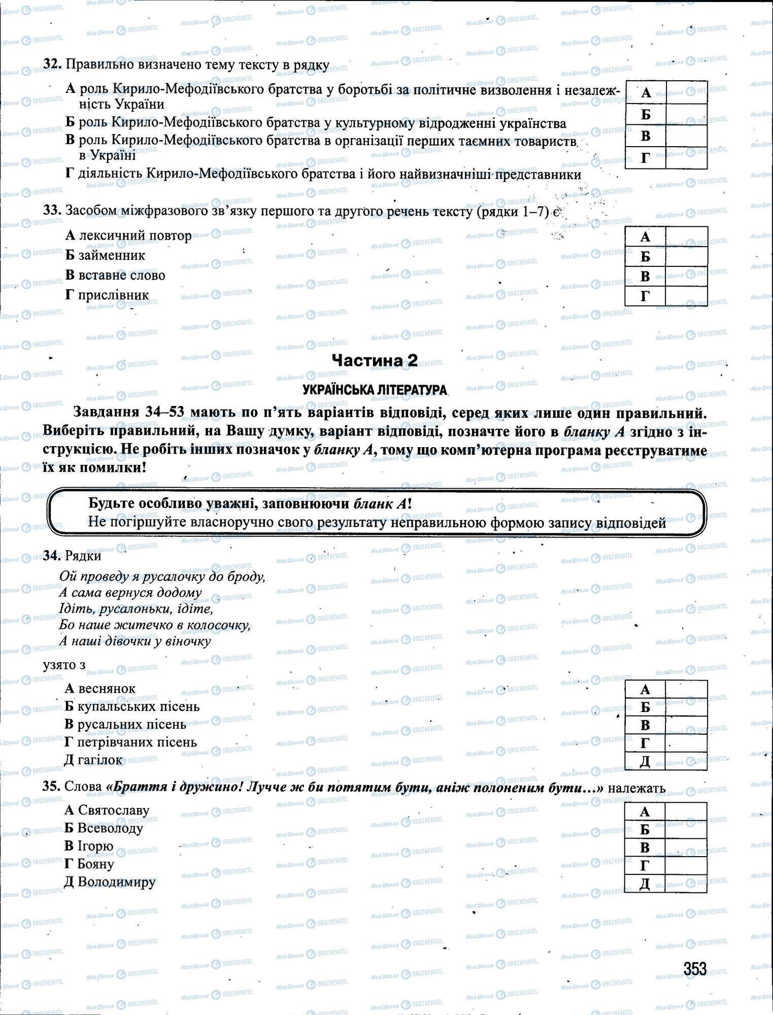 ЗНО Українська мова 11 клас сторінка 353