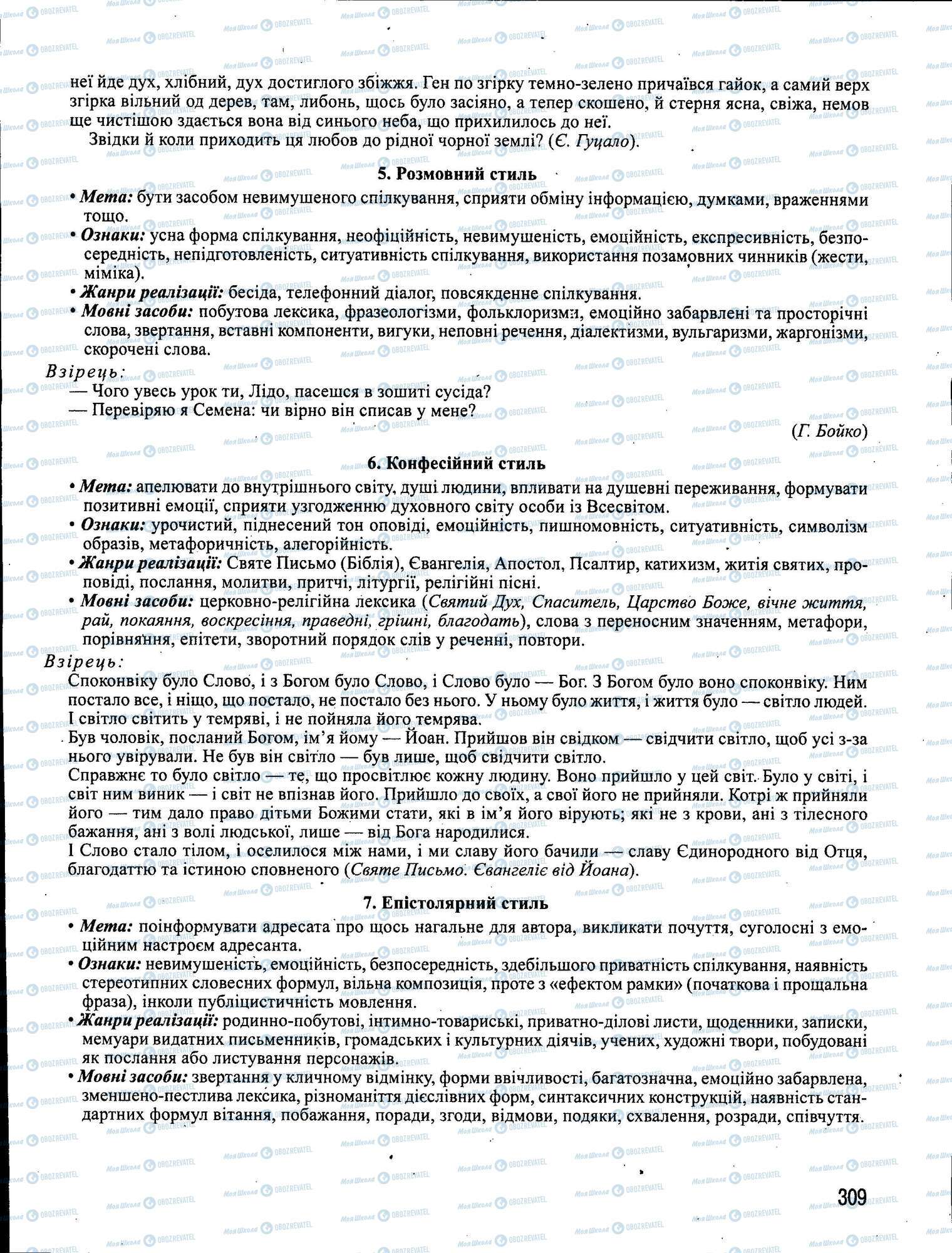 ЗНО Українська мова 11 клас сторінка 309