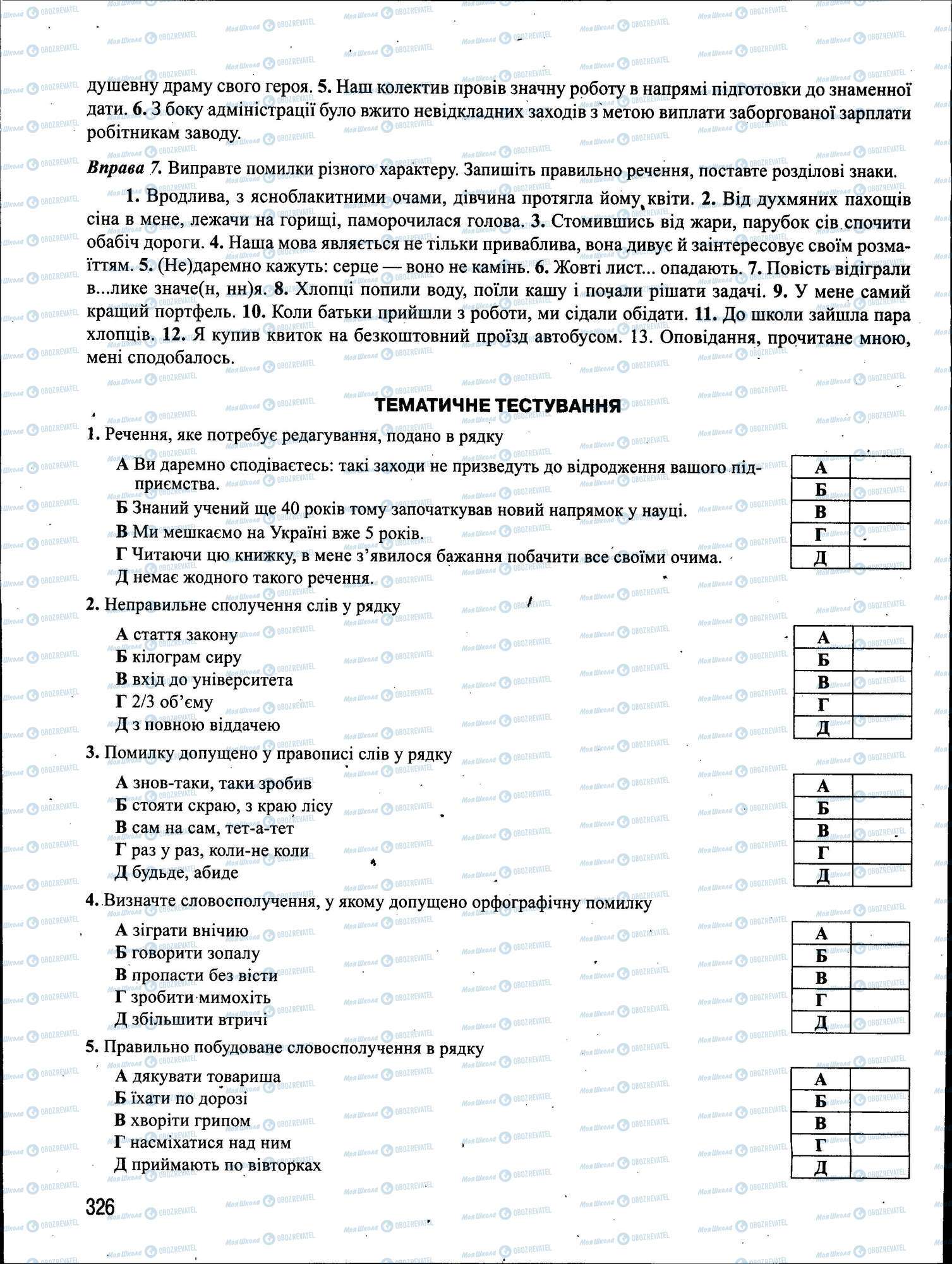 ЗНО Українська мова 11 клас сторінка 326