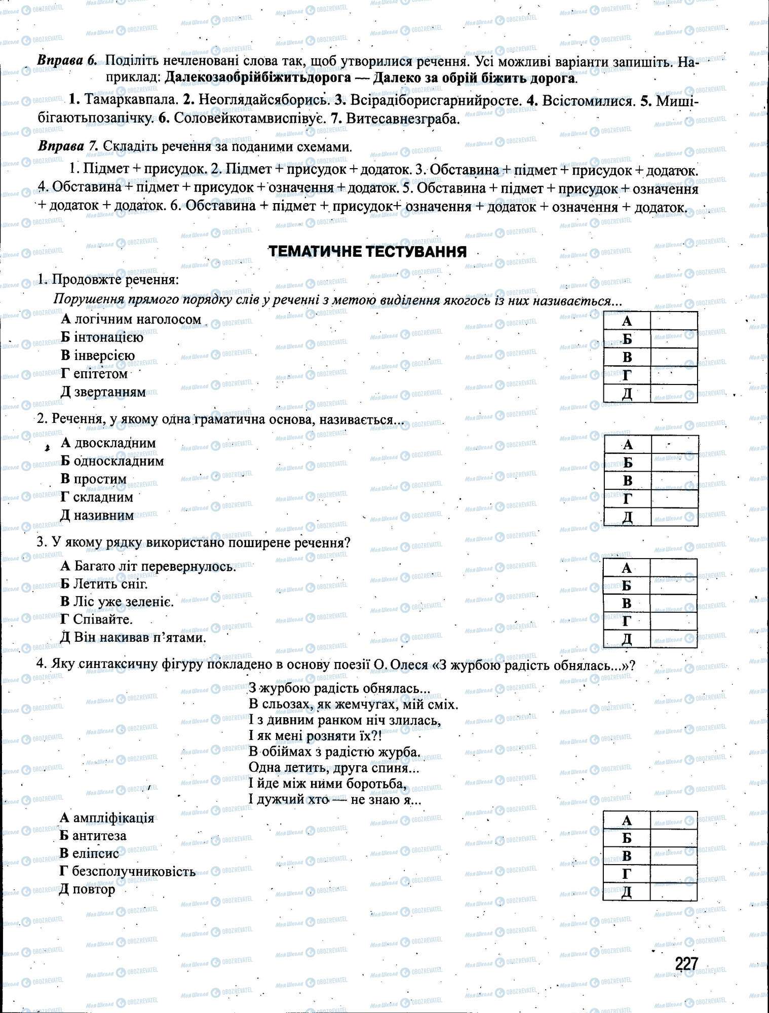 ЗНО Українська мова 11 клас сторінка 227