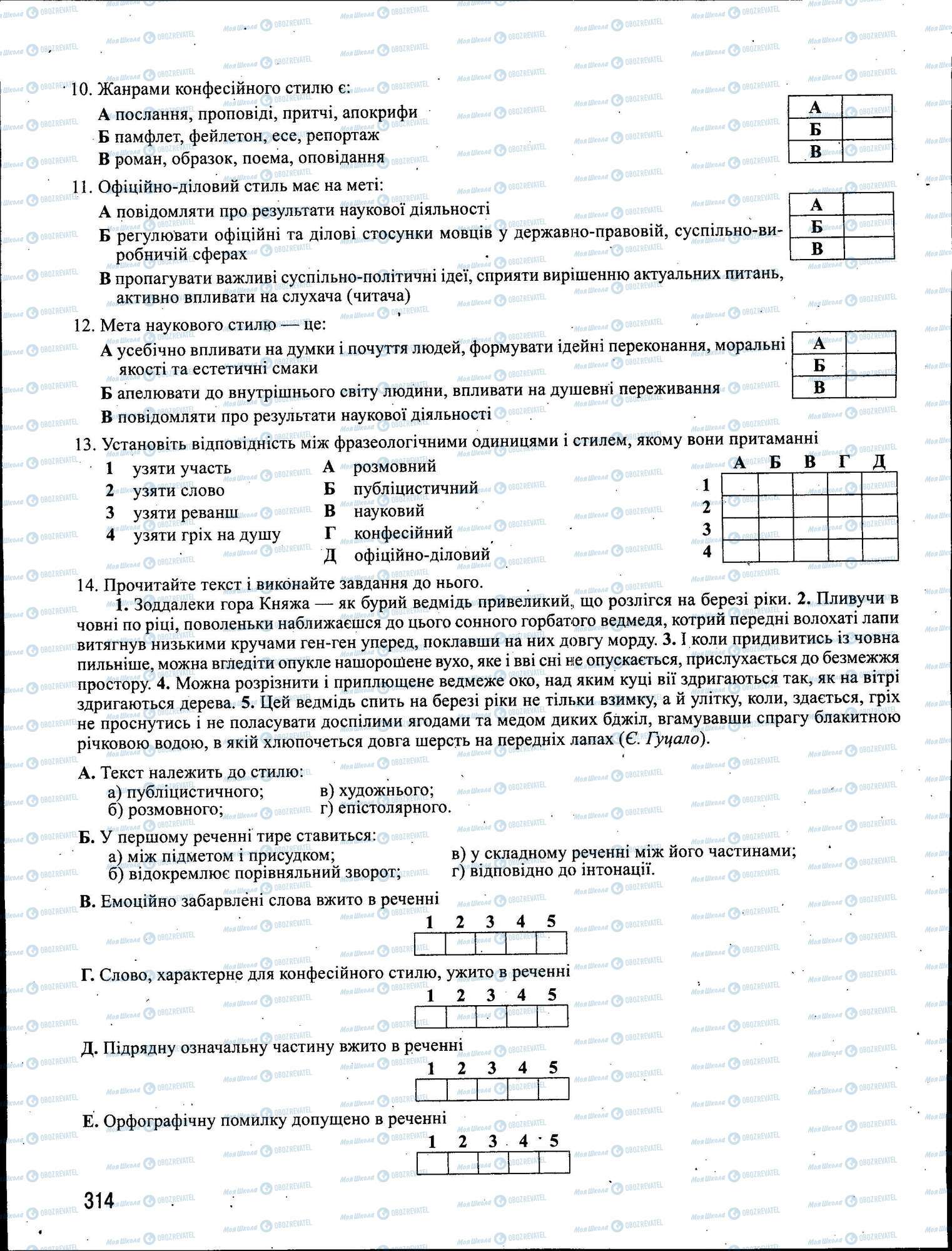 ЗНО Українська мова 11 клас сторінка 314