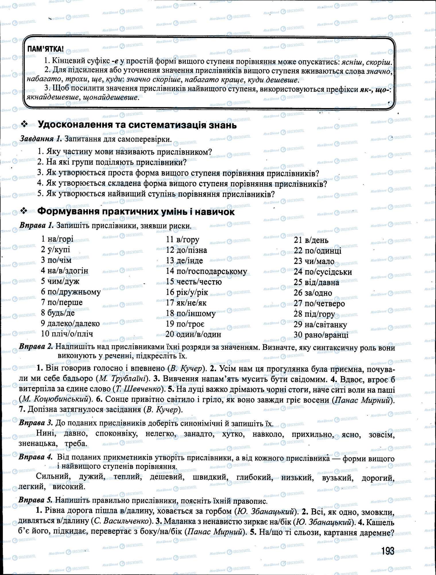 ЗНО Укр мова 11 класс страница 193