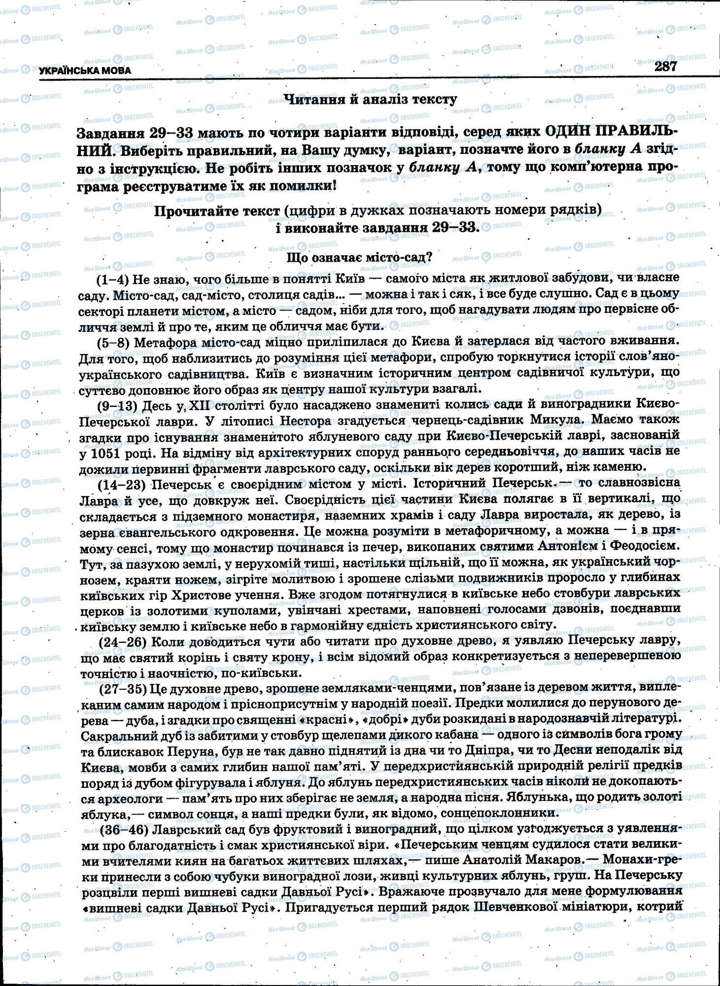 ЗНО Укр мова 11 класс страница 287