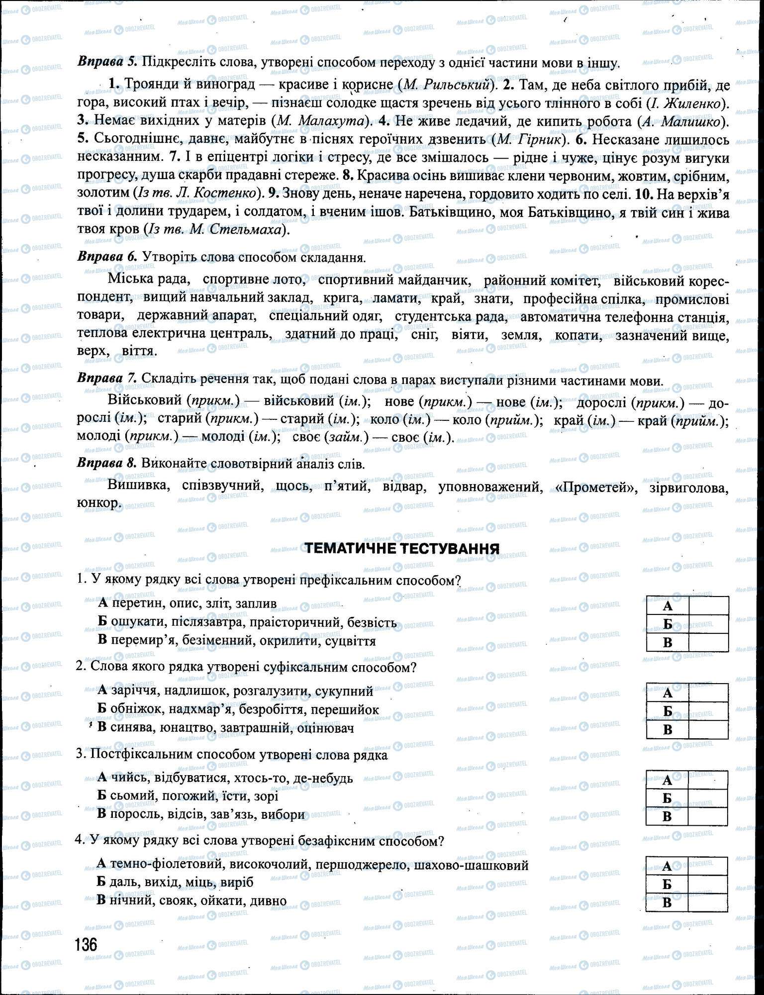 ЗНО Українська мова 11 клас сторінка 136