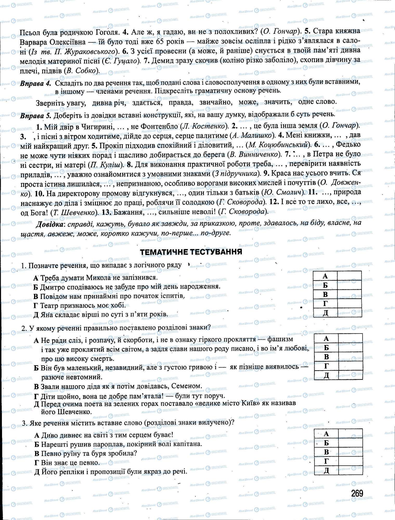 ЗНО Українська мова 11 клас сторінка 269
