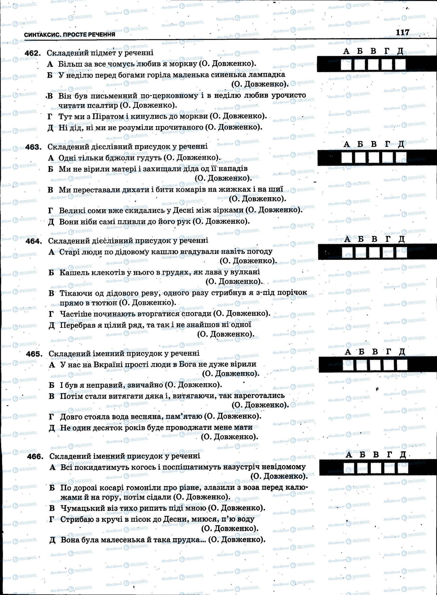 ЗНО Українська мова 11 клас сторінка 117