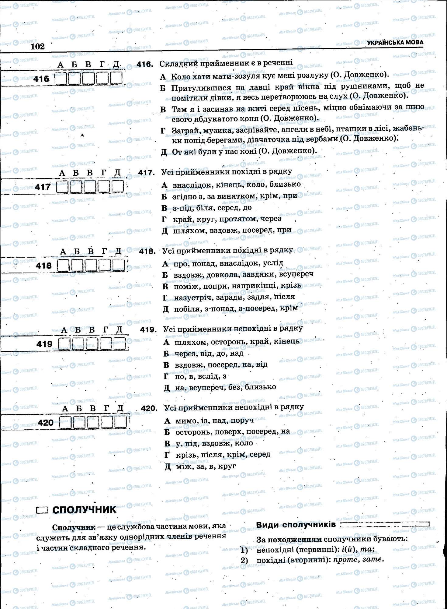 ЗНО Українська мова 11 клас сторінка 102