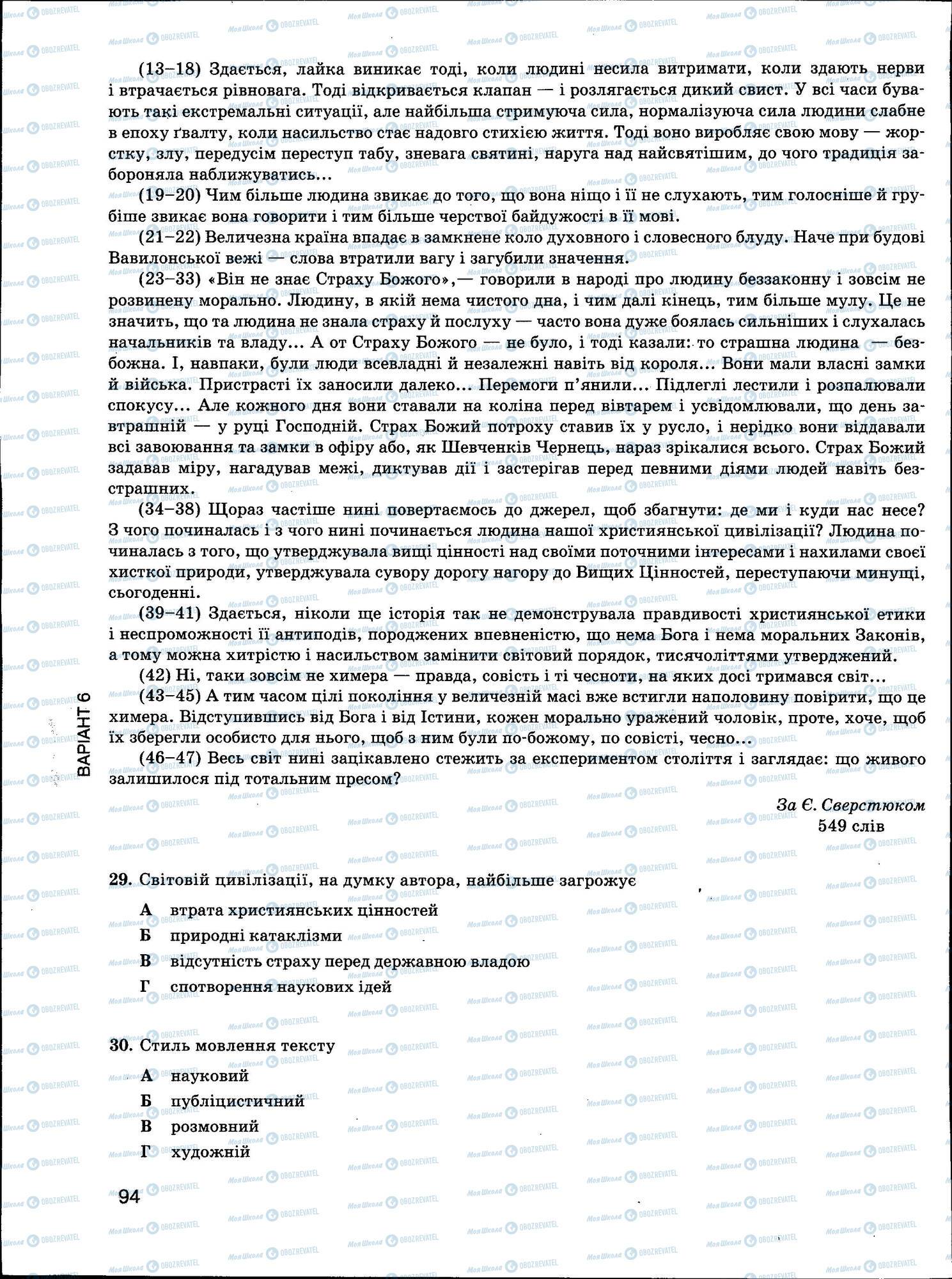 ЗНО Українська мова 11 клас сторінка 094