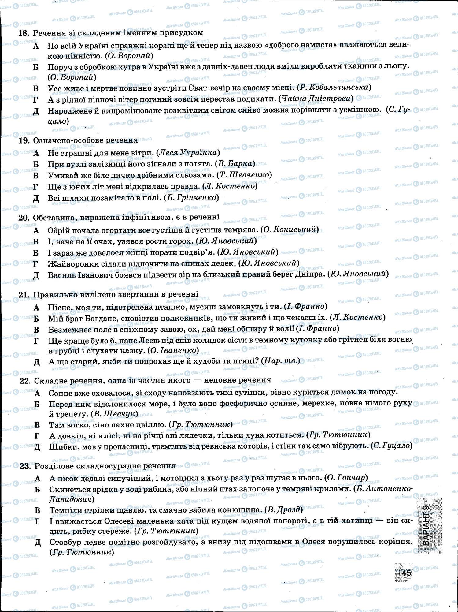ЗНО Укр мова 11 класс страница 145
