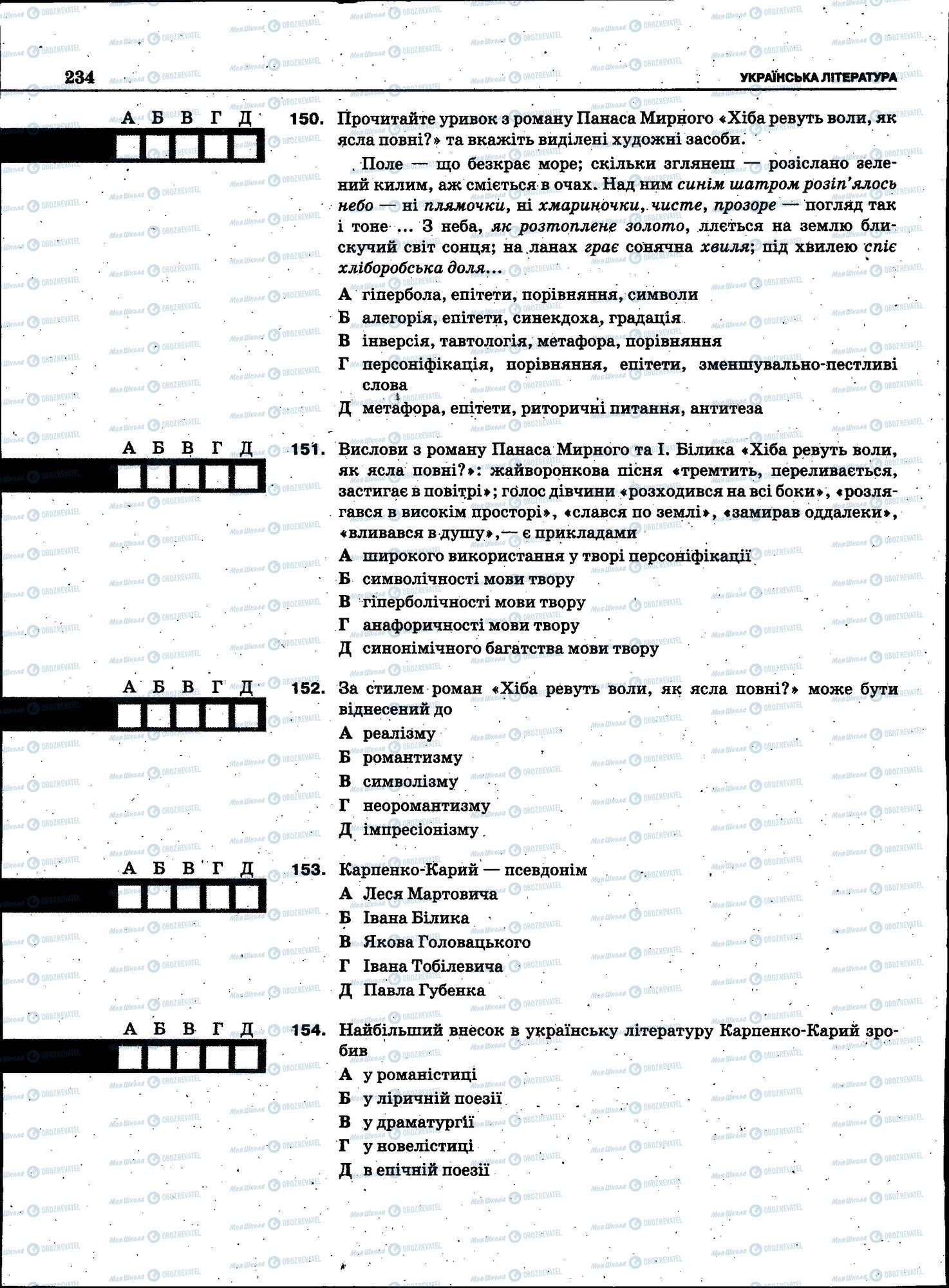 ЗНО Українська мова 11 клас сторінка 234