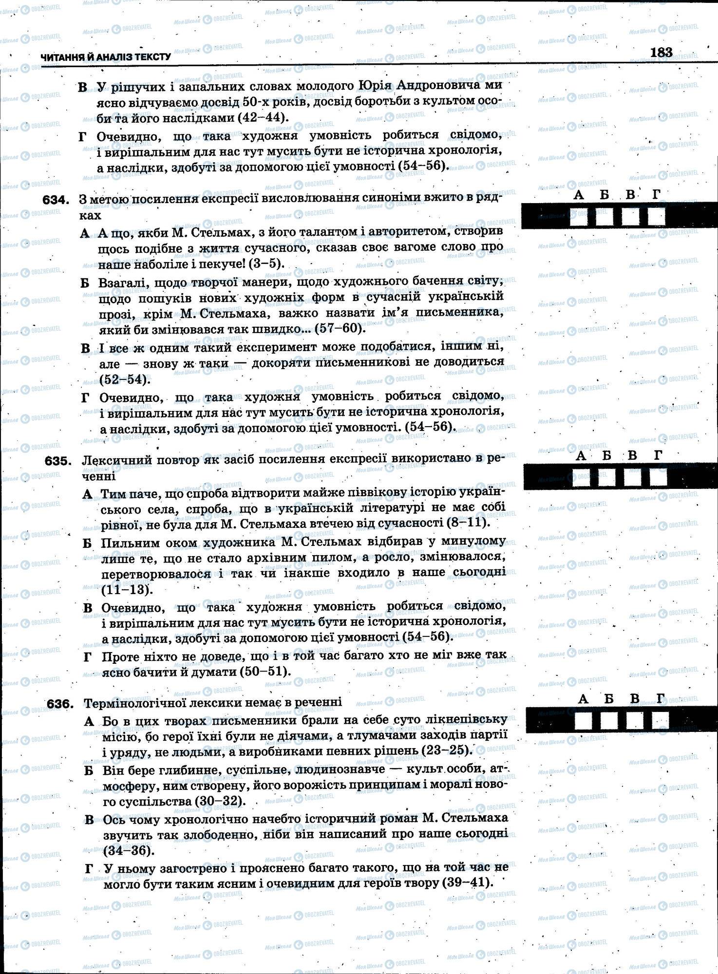 ЗНО Українська мова 11 клас сторінка 183