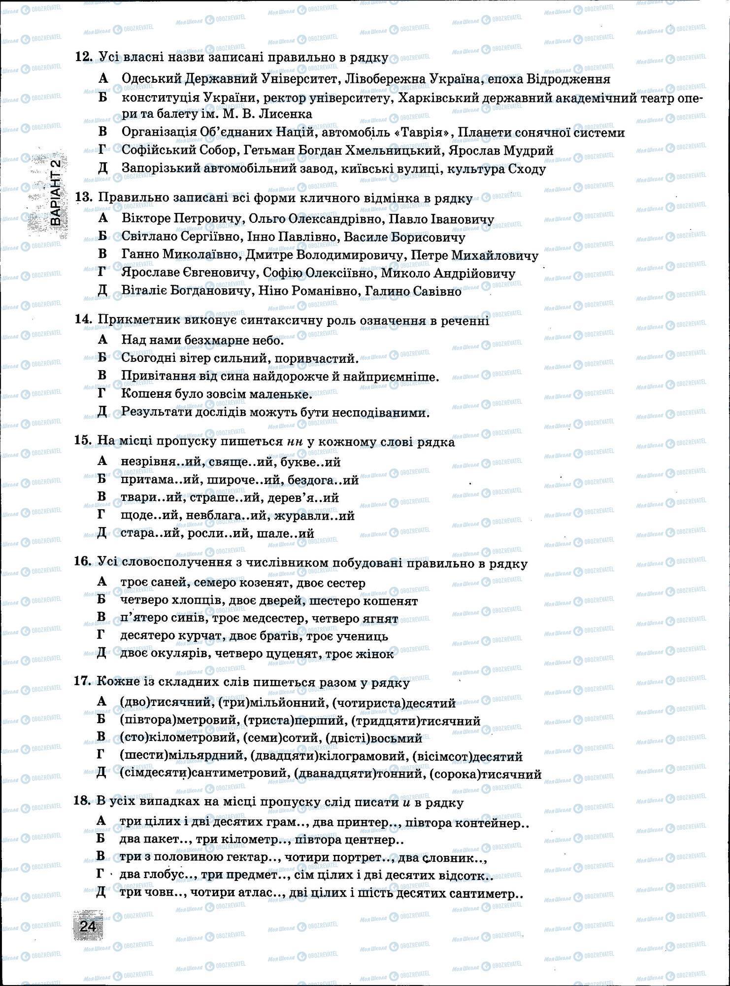 ЗНО Українська мова 11 клас сторінка 024