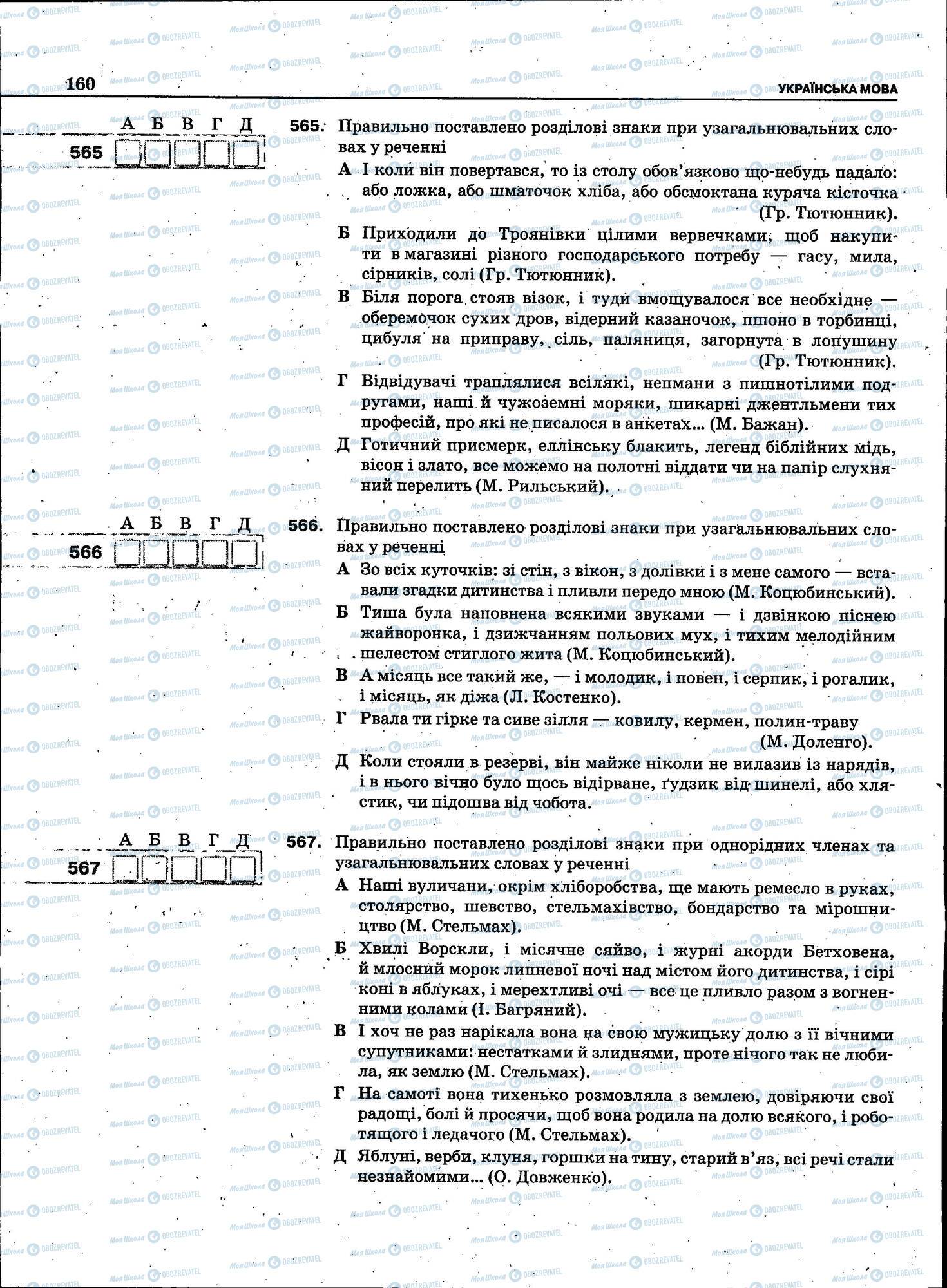 ЗНО Укр мова 11 класс страница 160