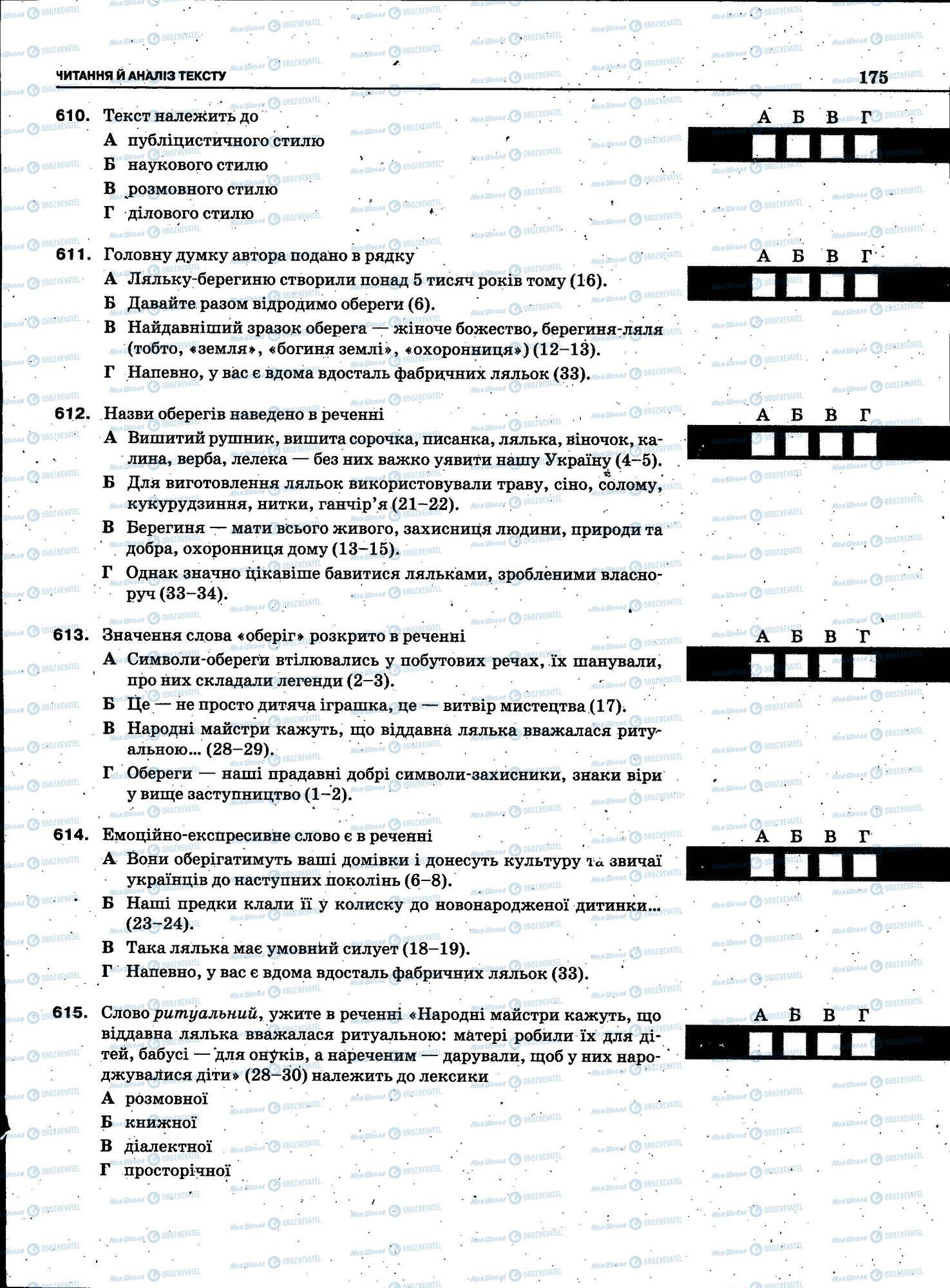 ЗНО Укр мова 11 класс страница 175