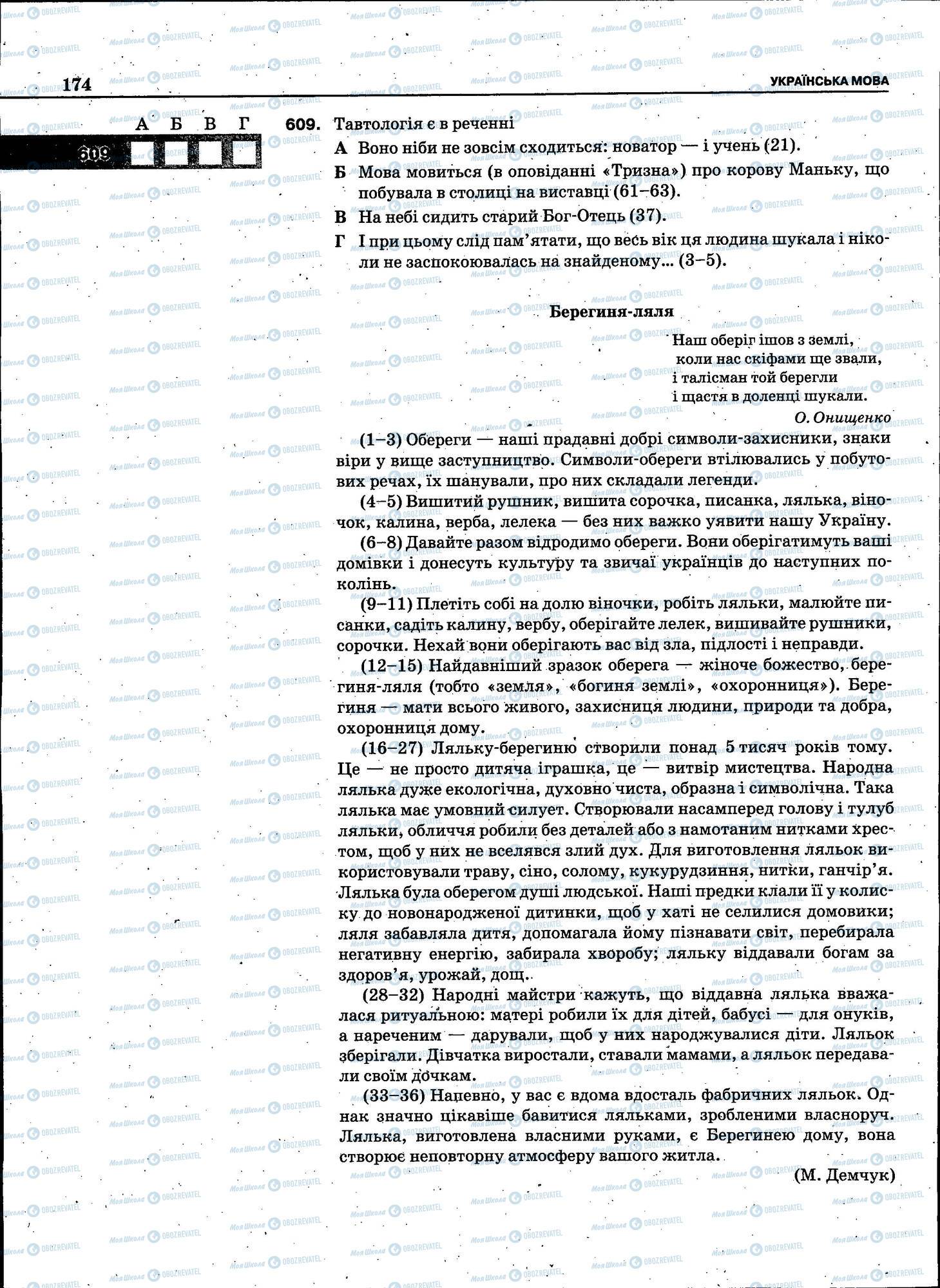 ЗНО Укр мова 11 класс страница 174