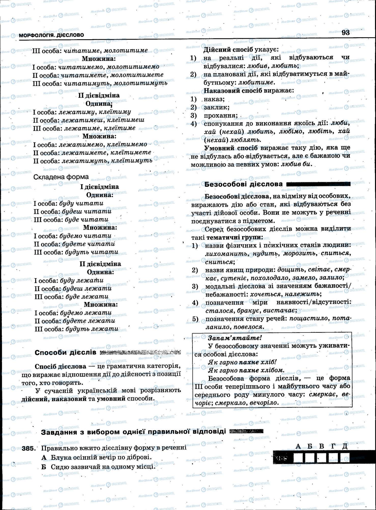 ЗНО Укр мова 11 класс страница 093
