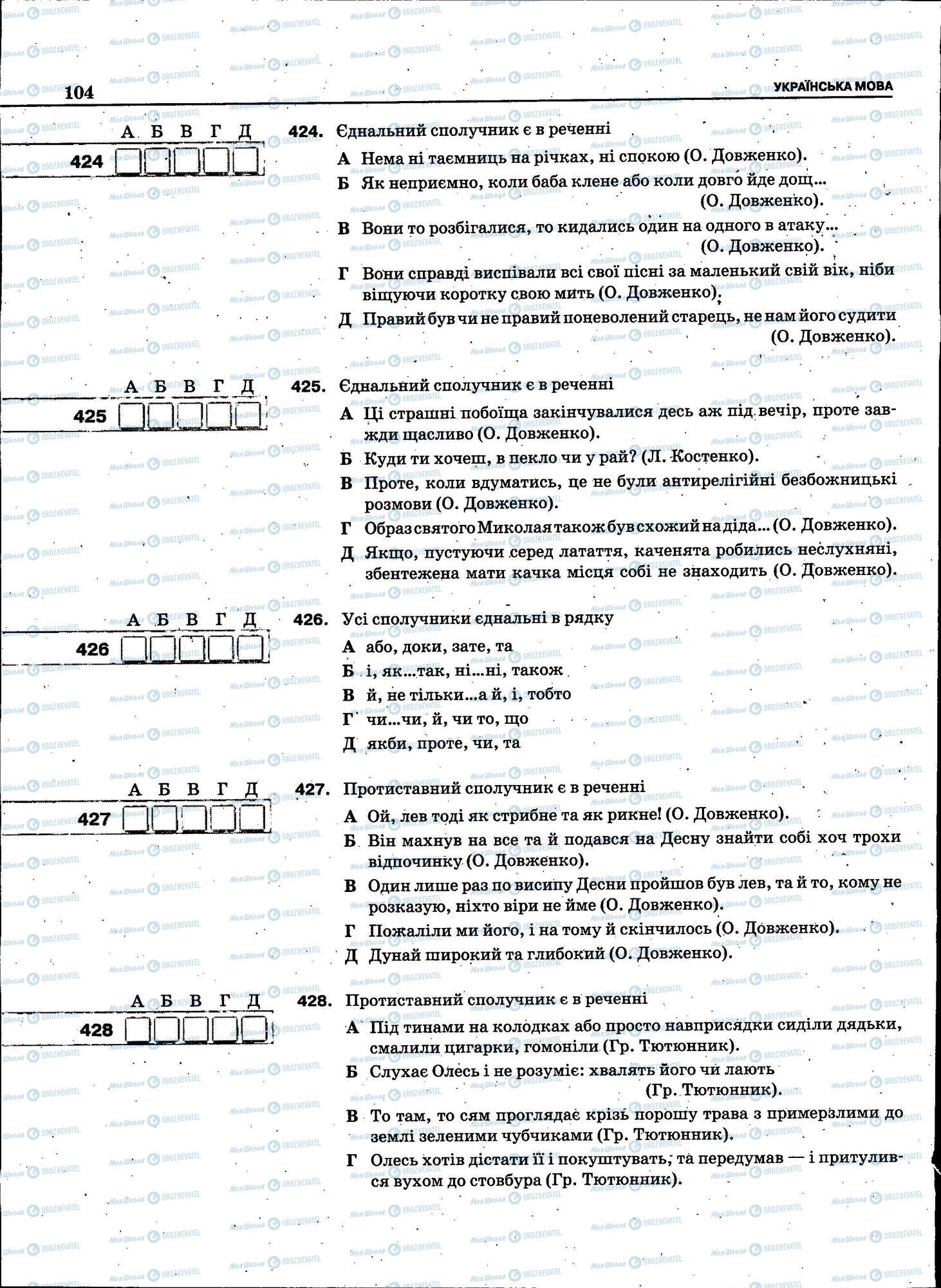 ЗНО Українська мова 11 клас сторінка 104