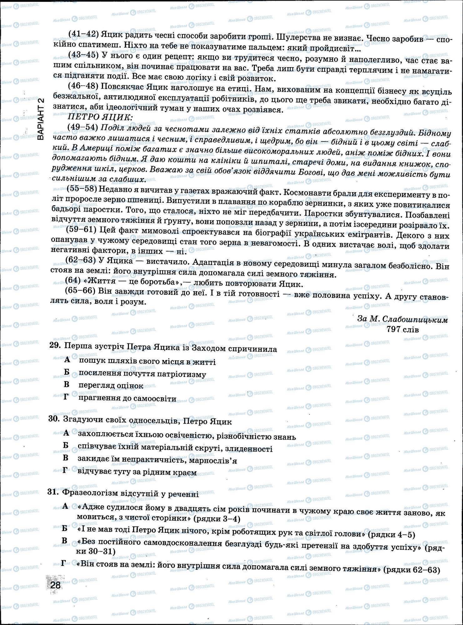 ЗНО Українська мова 11 клас сторінка 028