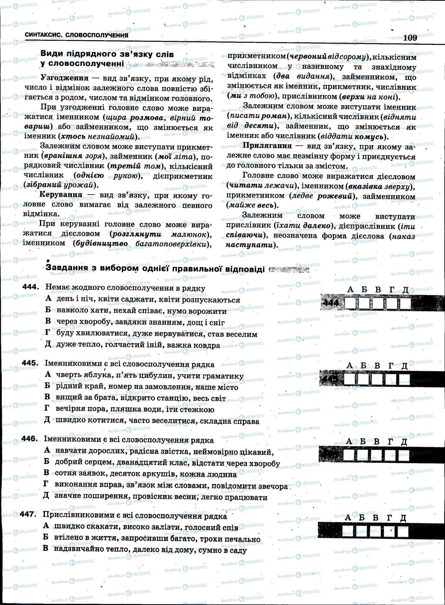 ЗНО Укр мова 11 класс страница 109