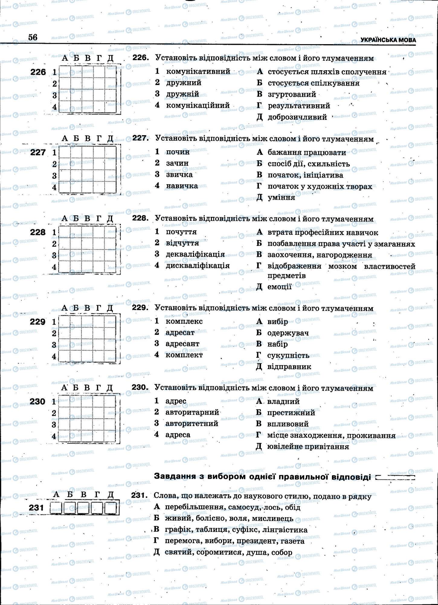 ЗНО Українська мова 11 клас сторінка 056