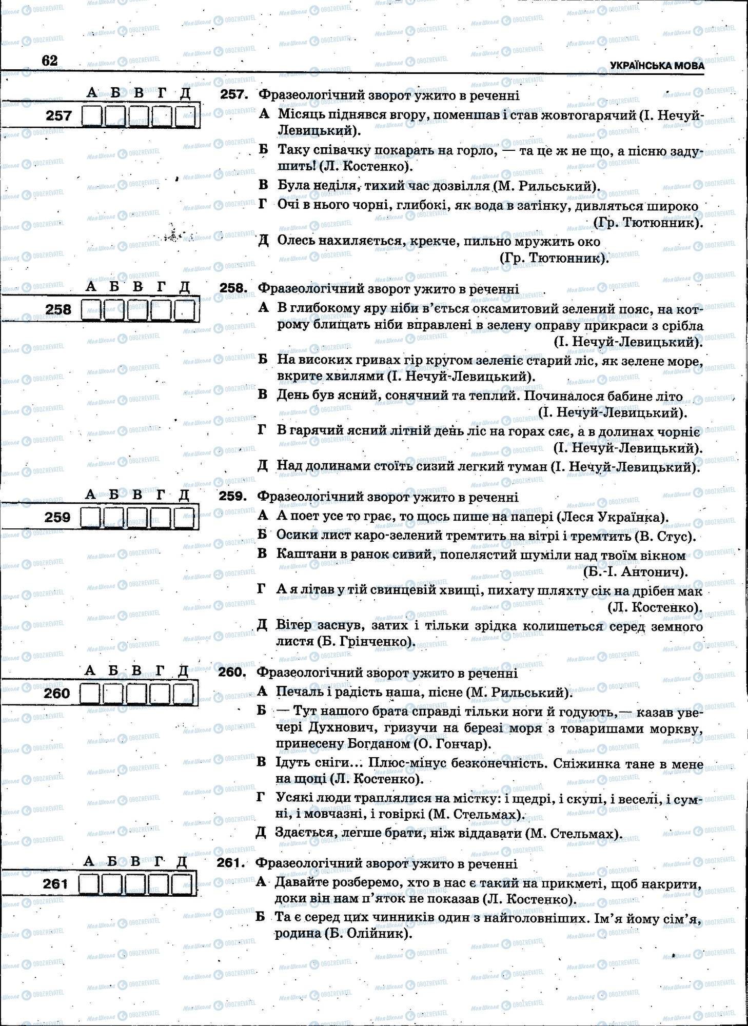 ЗНО Українська мова 11 клас сторінка 062