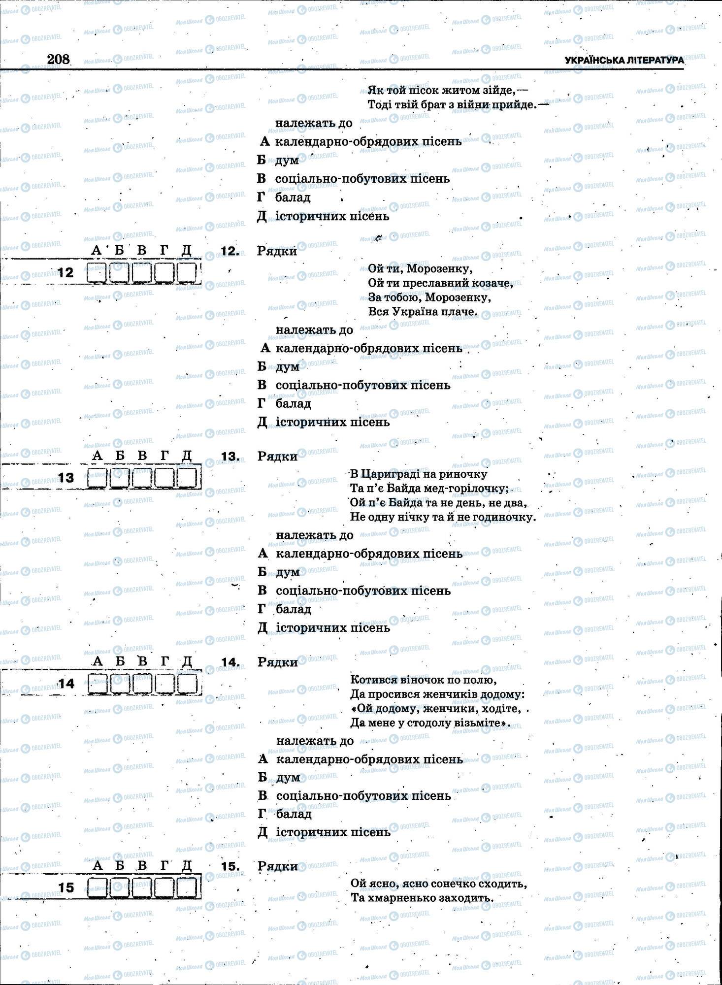 ЗНО Українська мова 11 клас сторінка 208